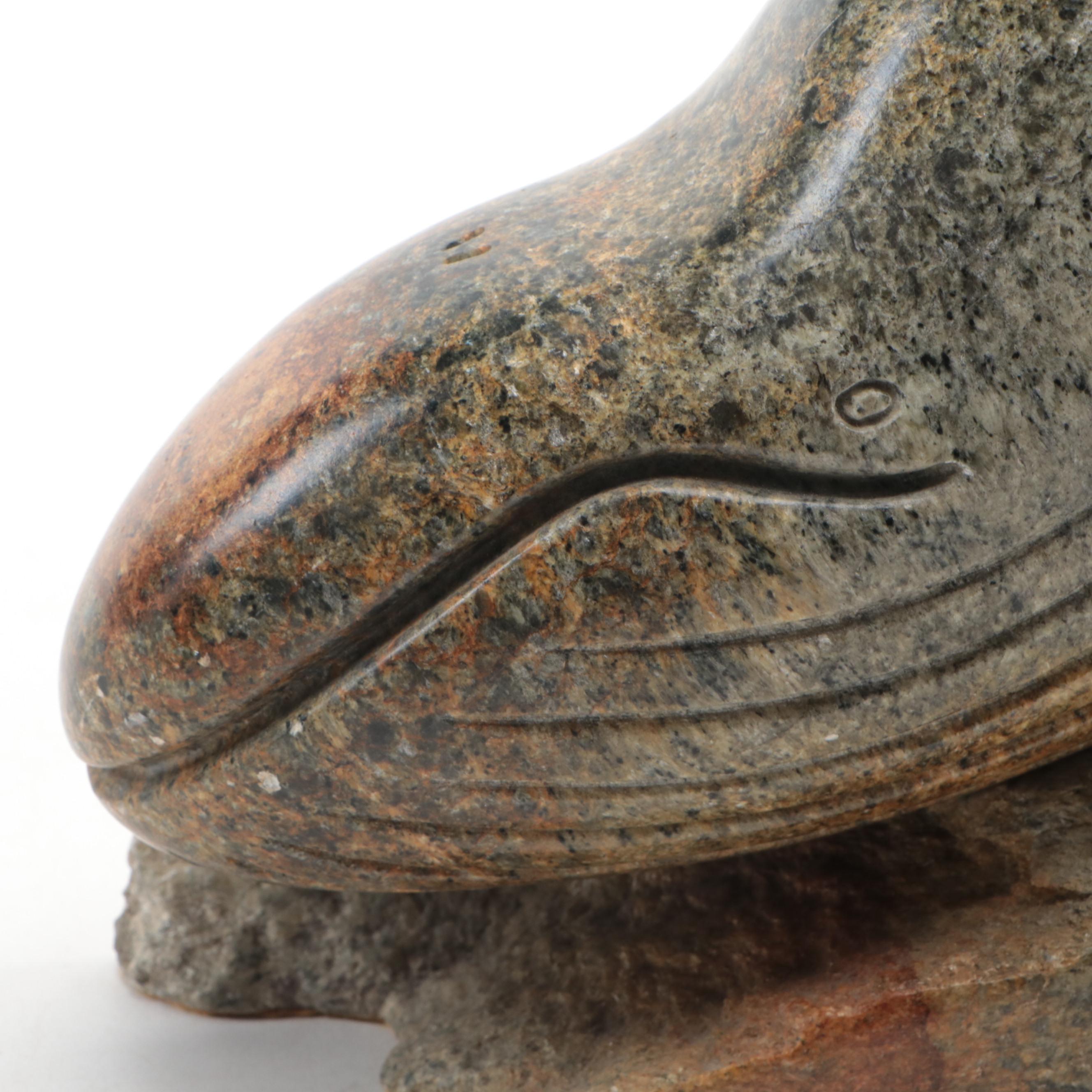 Guy Maclure Carved Stone Whale Figurine, 1984