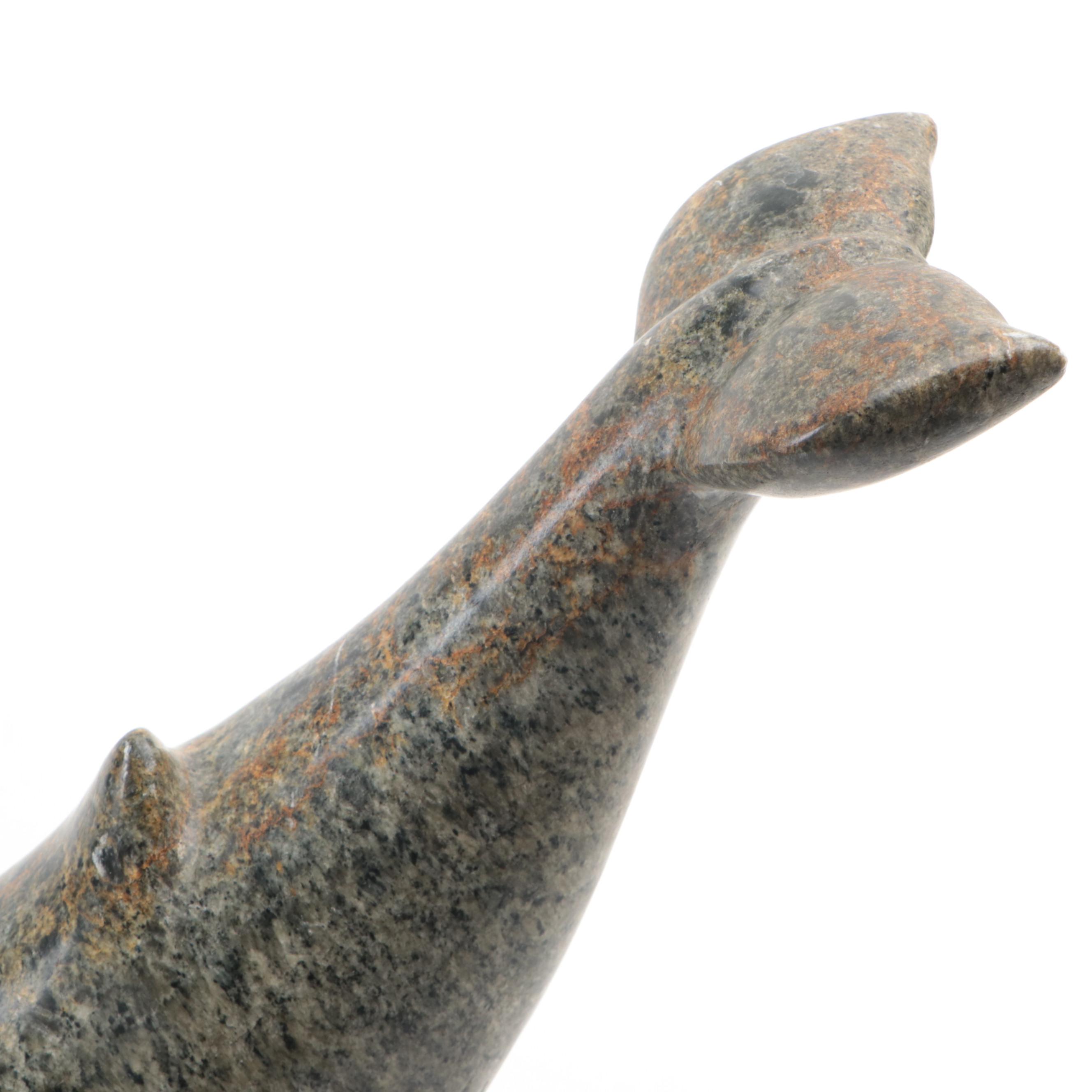 Guy Maclure Carved Stone Whale Figurine, 1984