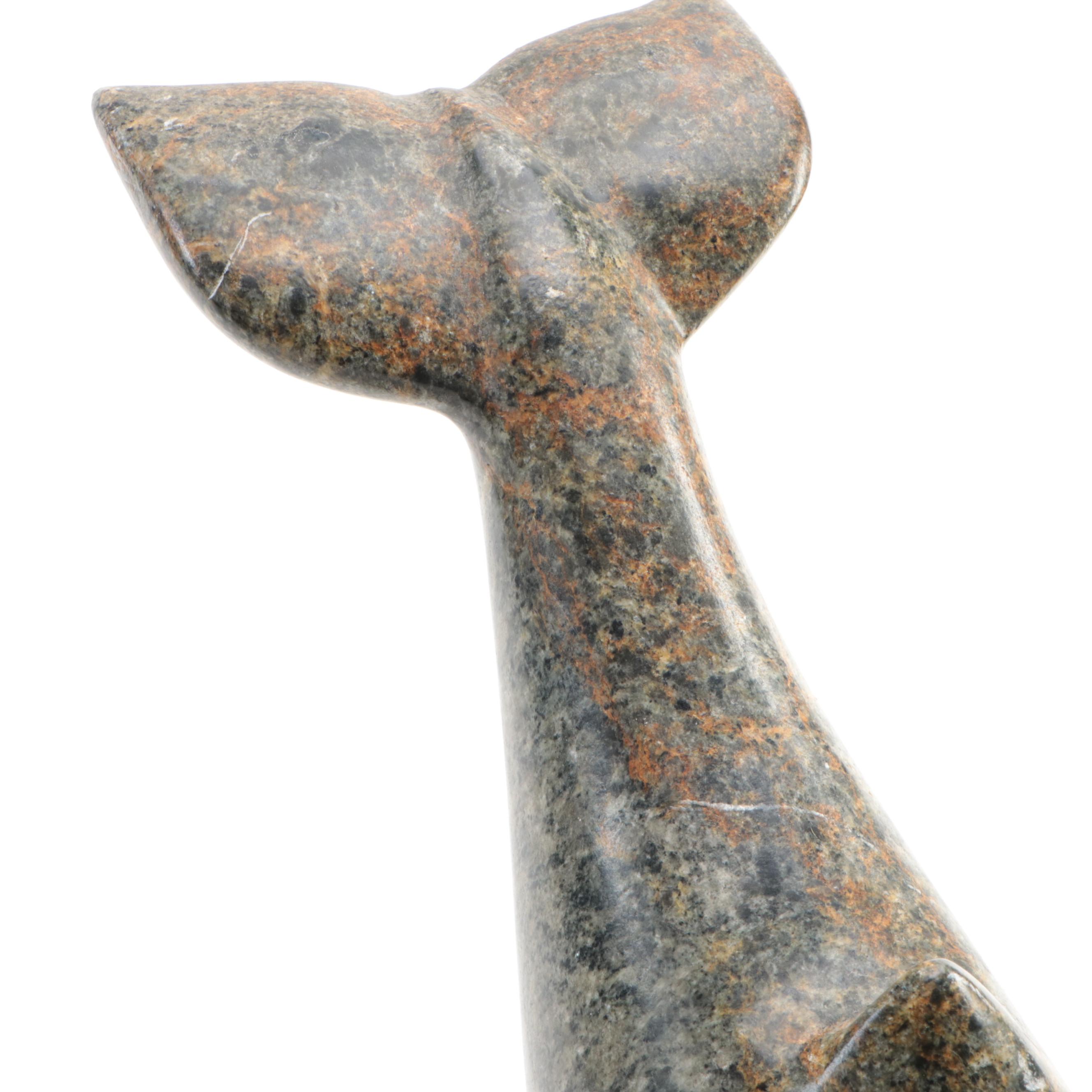 Guy Maclure Carved Stone Whale Figurine, 1984