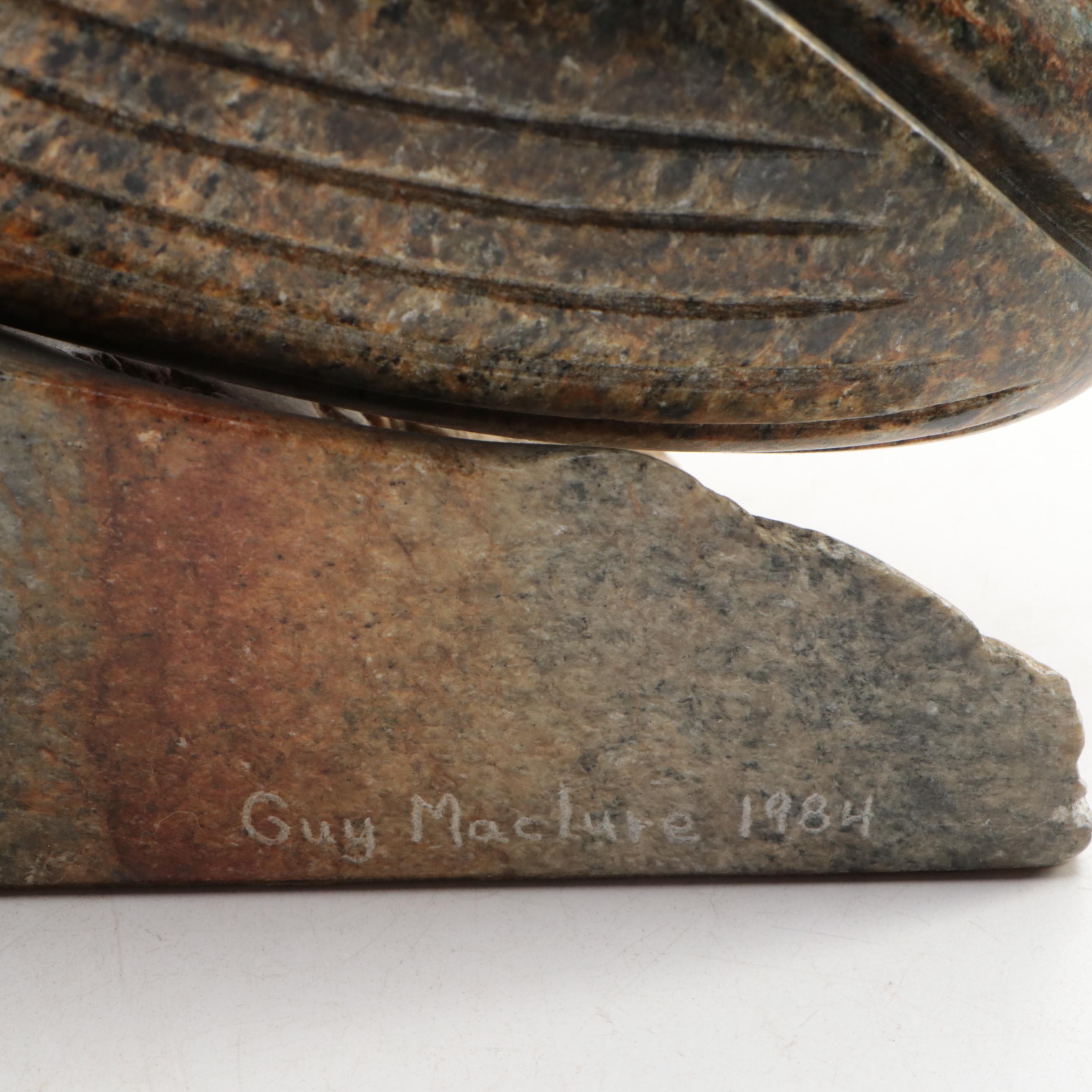 Guy Maclure Carved Stone Whale Figurine, 1984