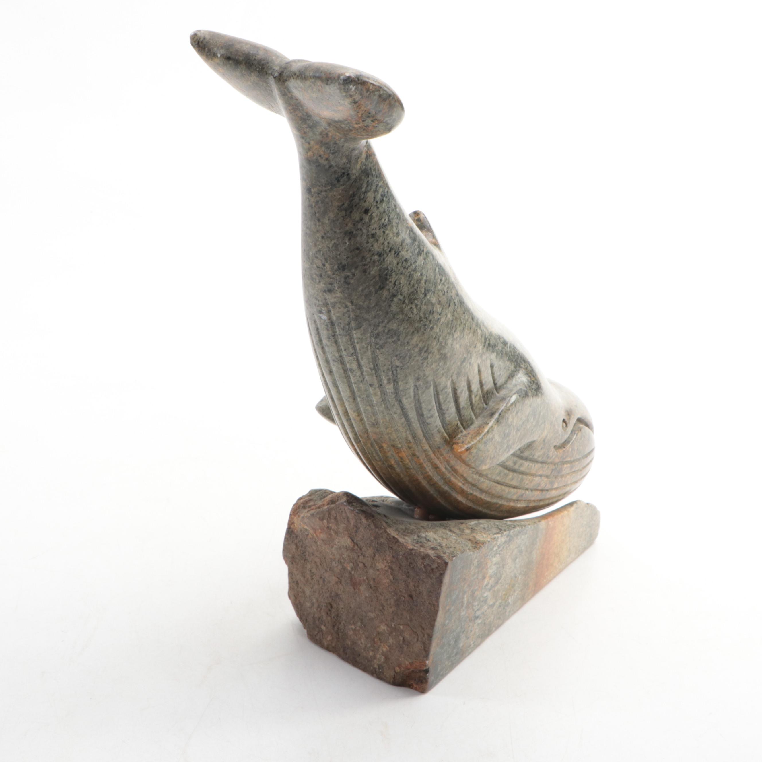 Guy Maclure Carved Stone Whale Figurine, 1984