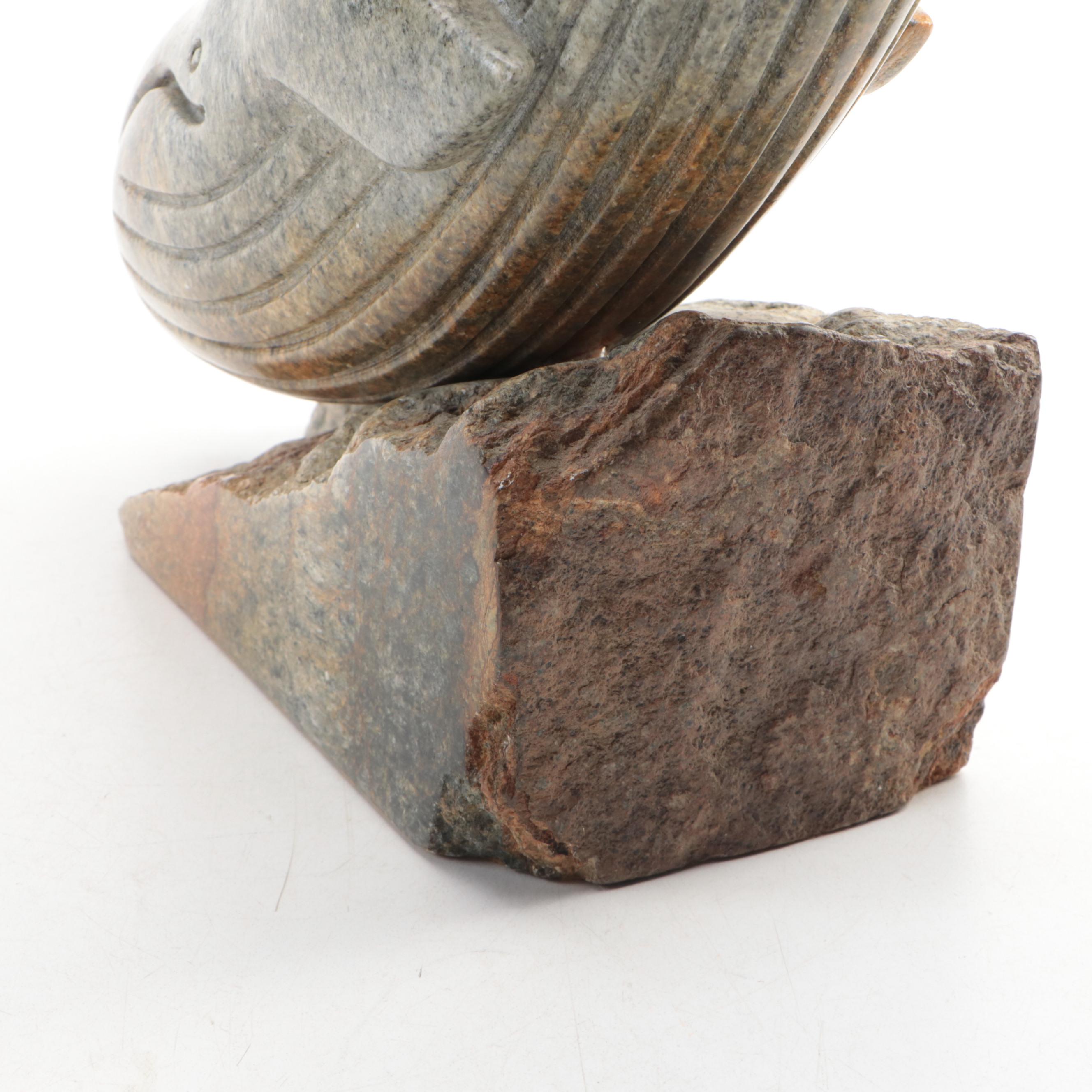 Guy Maclure Carved Stone Whale Figurine, 1984