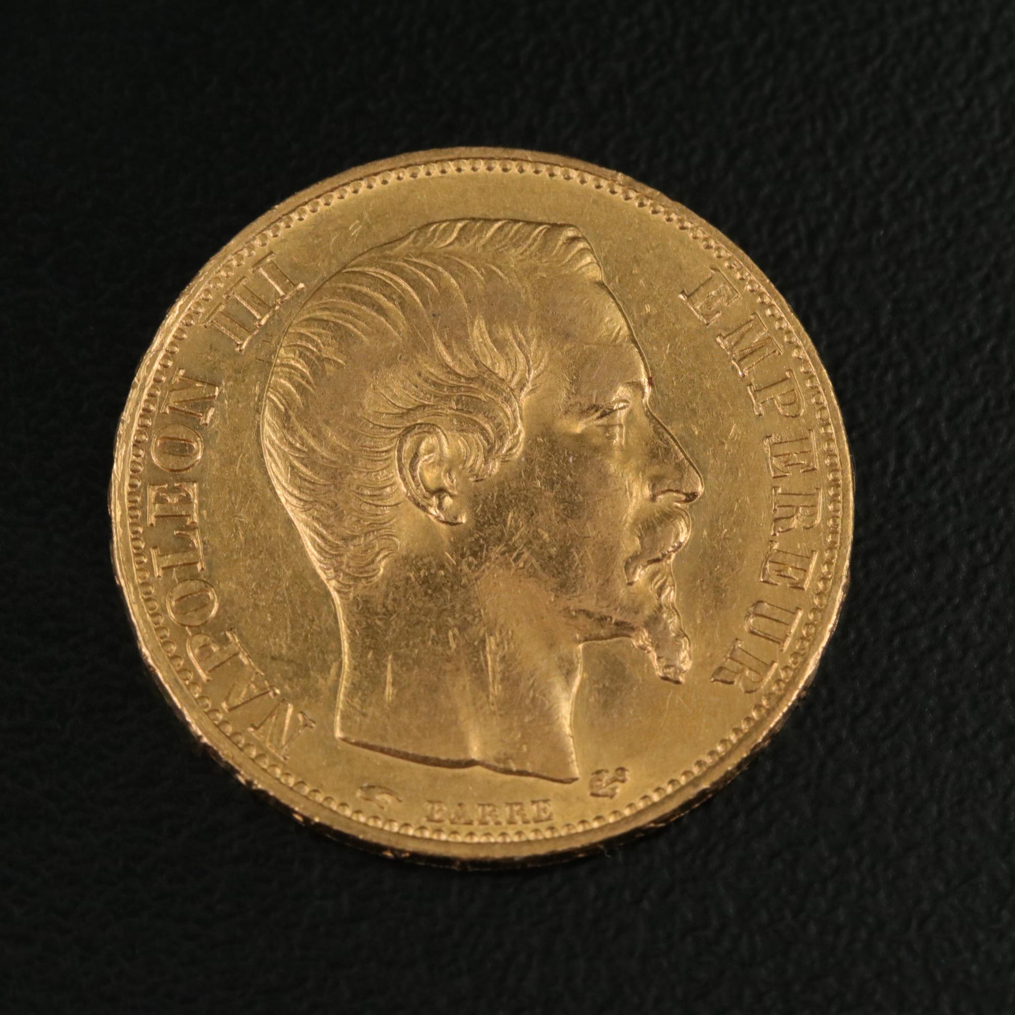 1857-A France Twenty Francs Gold Coin
