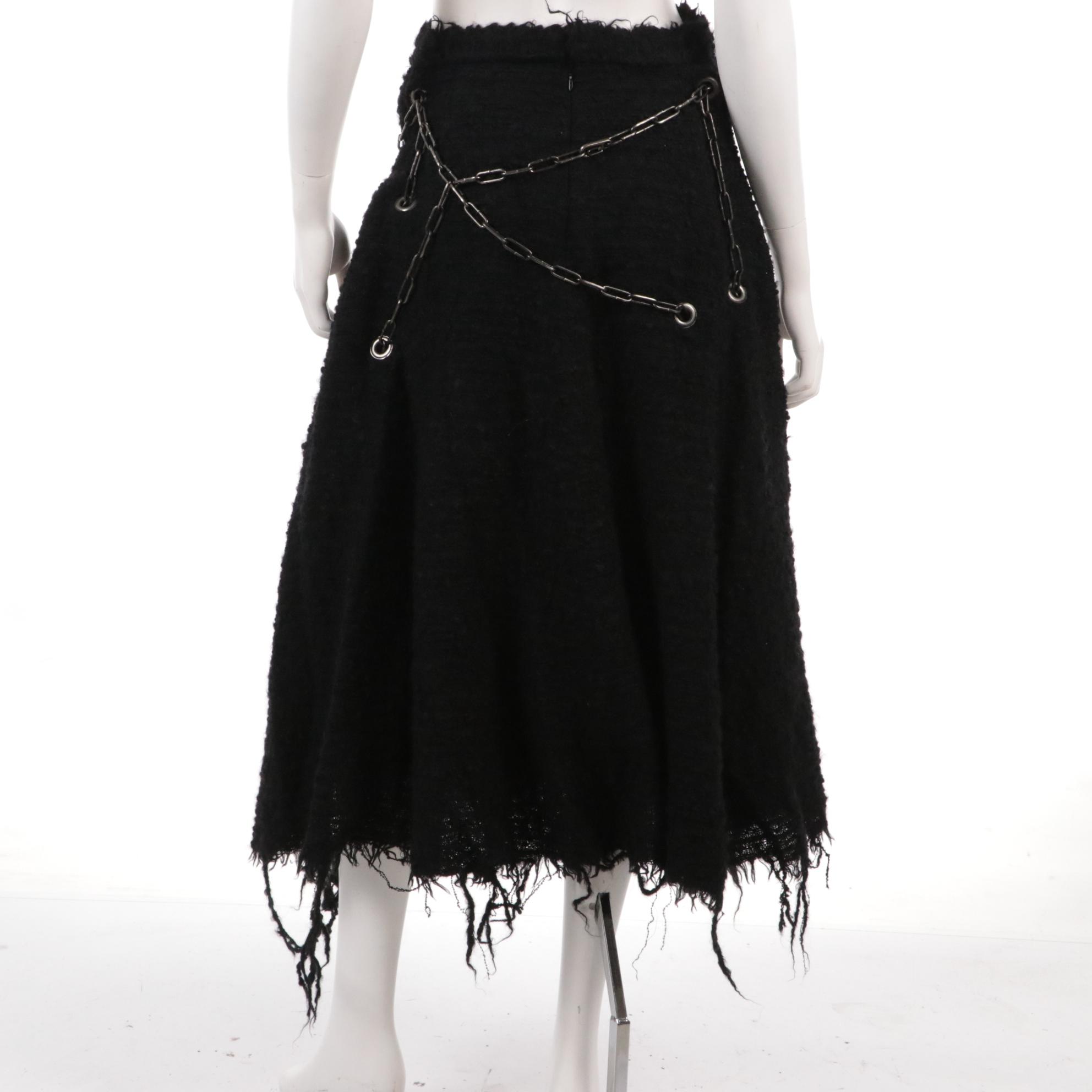 Junya Watanabe Comme des Garçons Chain-Wrapped Frayed Wool Midi Skirt, With Tag
