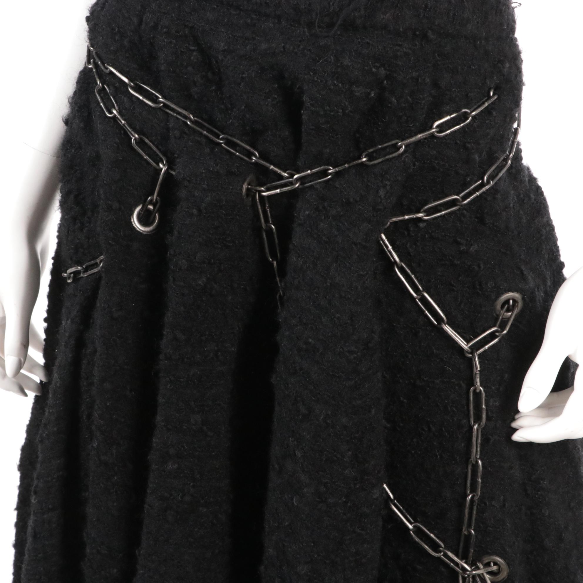 Junya Watanabe Comme des Garçons Chain-Wrapped Frayed Wool Midi Skirt, With Tag
