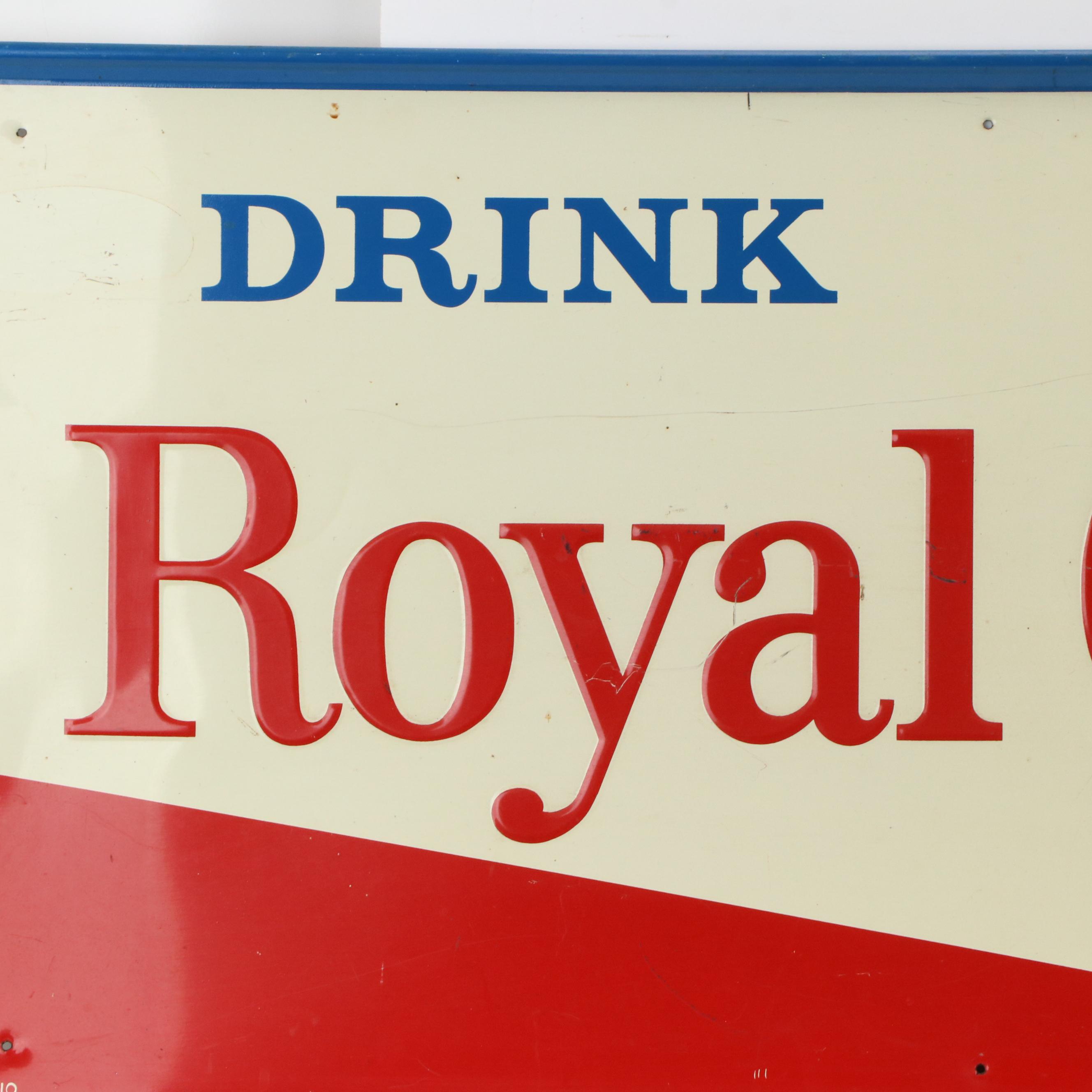Royal Crown Cola Enamel and Pressed Metal Wall Sign, Mid to Late 20th Century