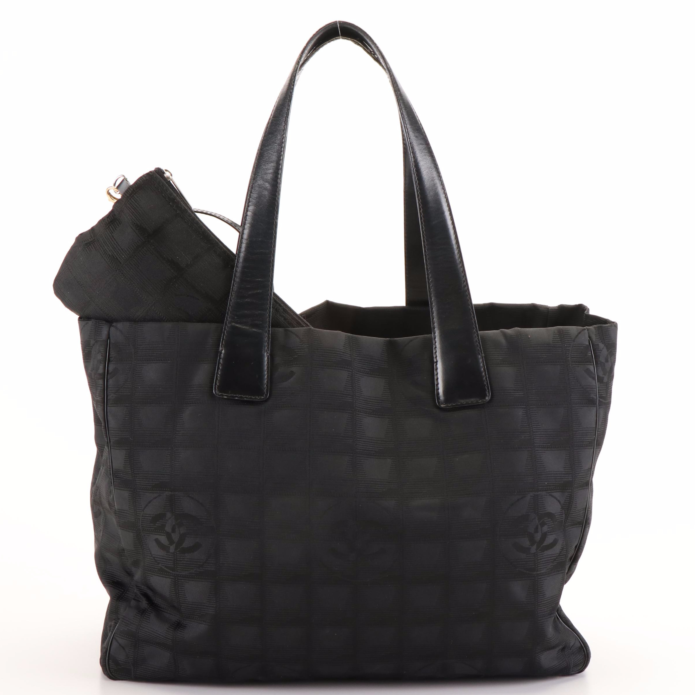 Chanel Travel Ligne Tote in Black Nylon Jacquard