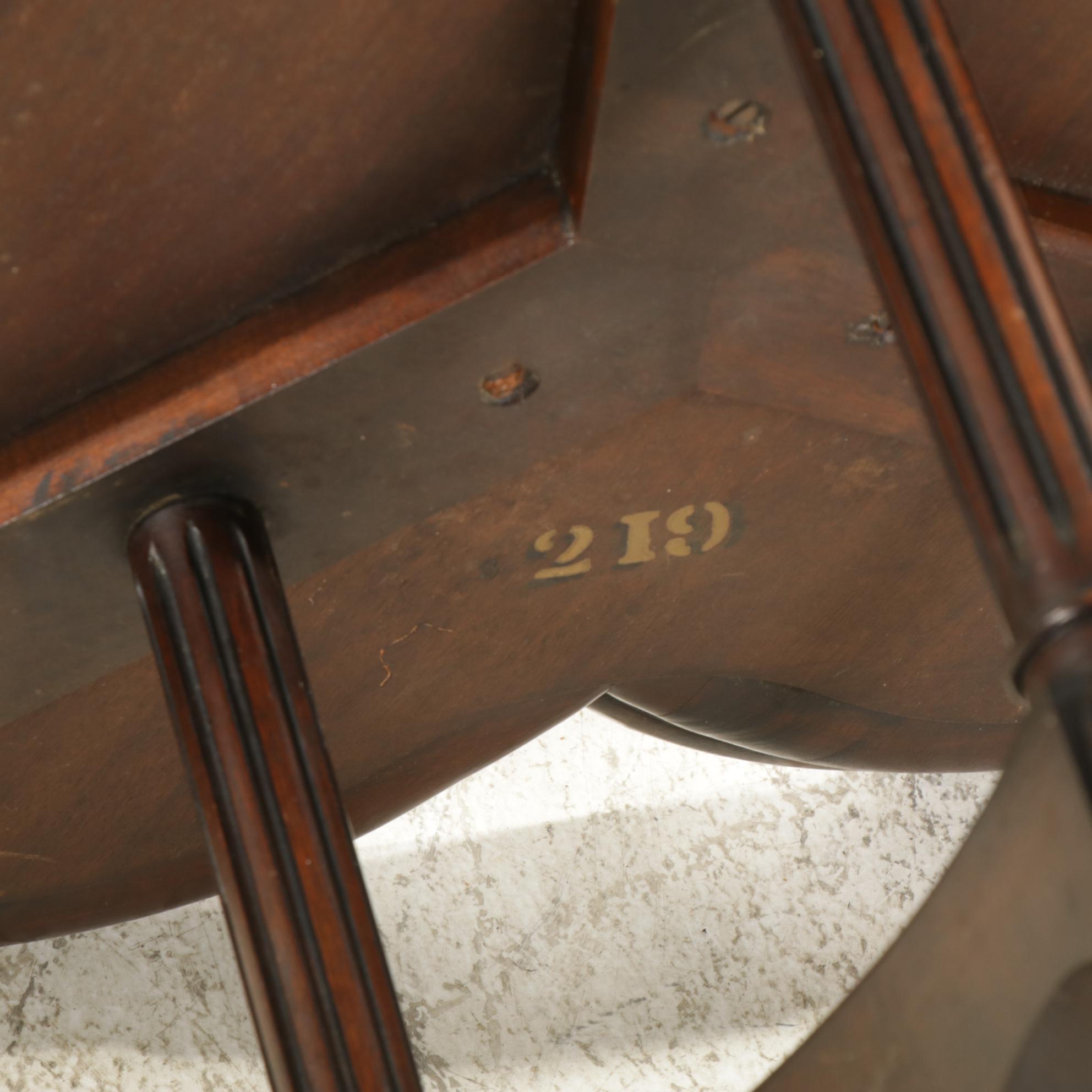 Mahogany Three Lobed Claw Foot Cocktail Table with Tooled Leather Top