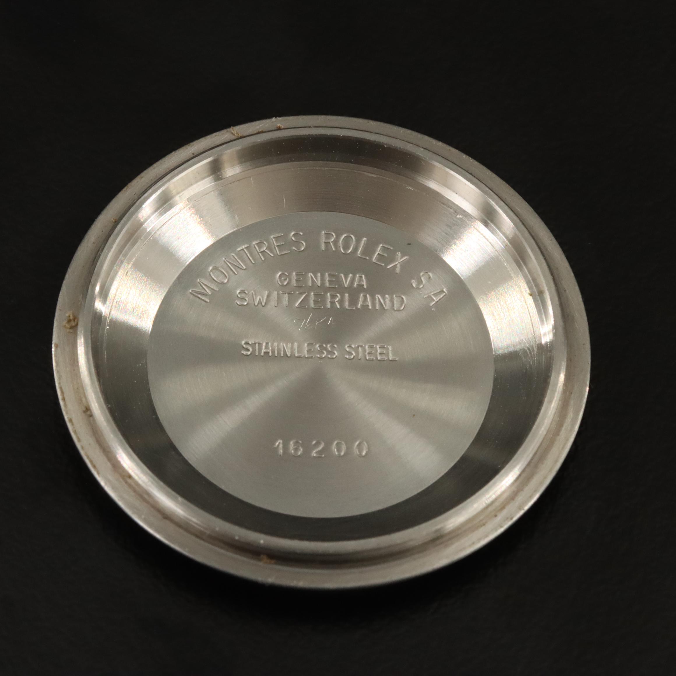 1989 Rolex Tapestry Dial Engine Turned Bezel Datejust Watch