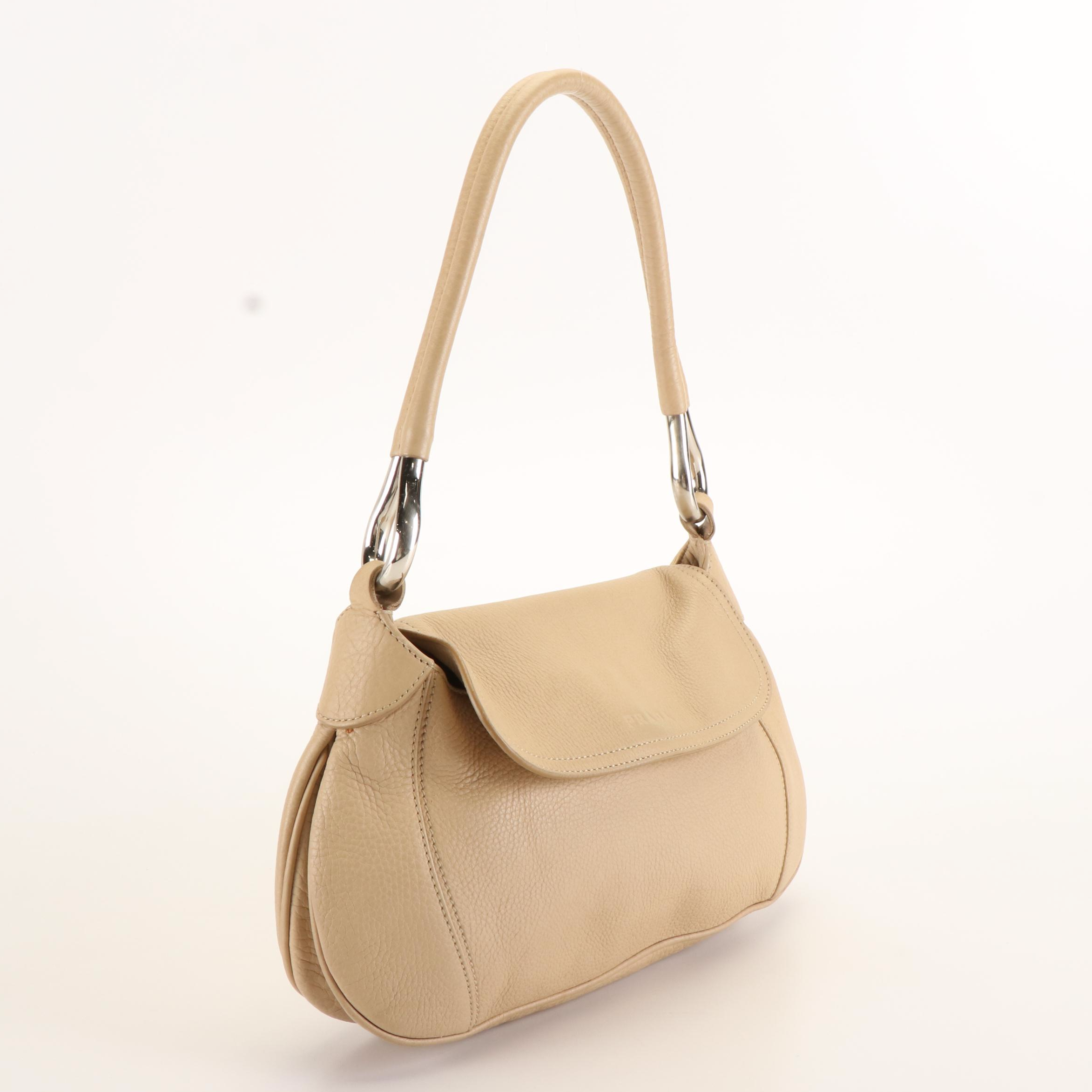 Prada Shoulder Flap Bag in Beige Vitello Daino Leather