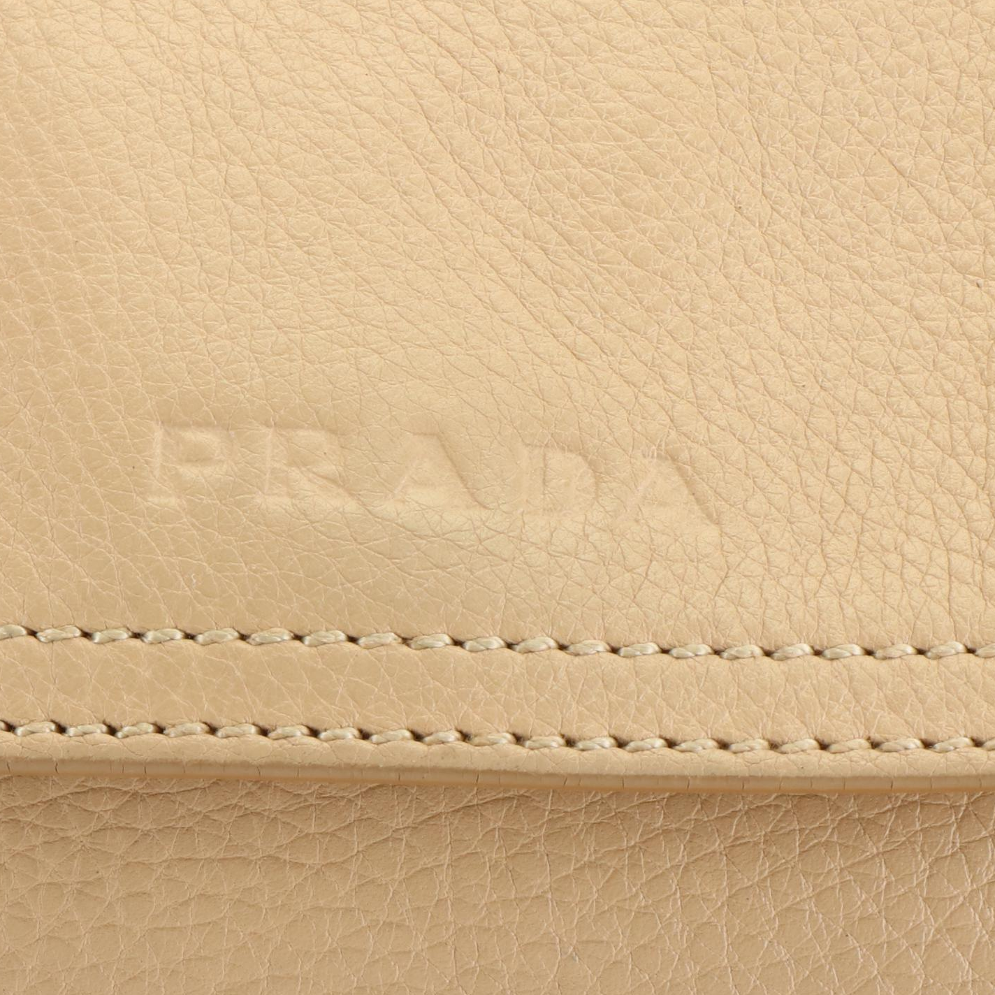 Prada Shoulder Flap Bag in Beige Vitello Daino Leather