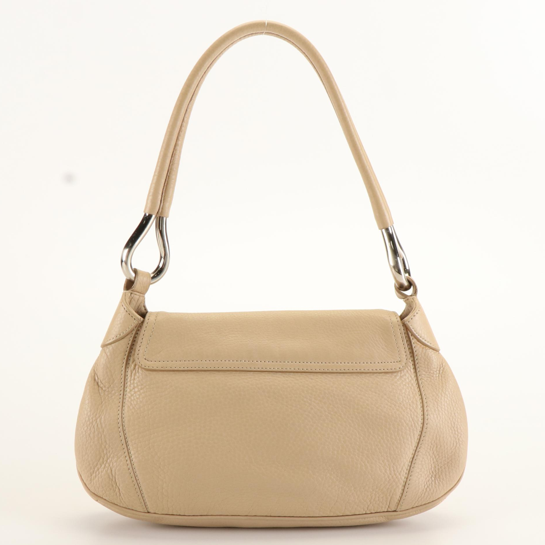 Prada Shoulder Flap Bag in Beige Vitello Daino Leather