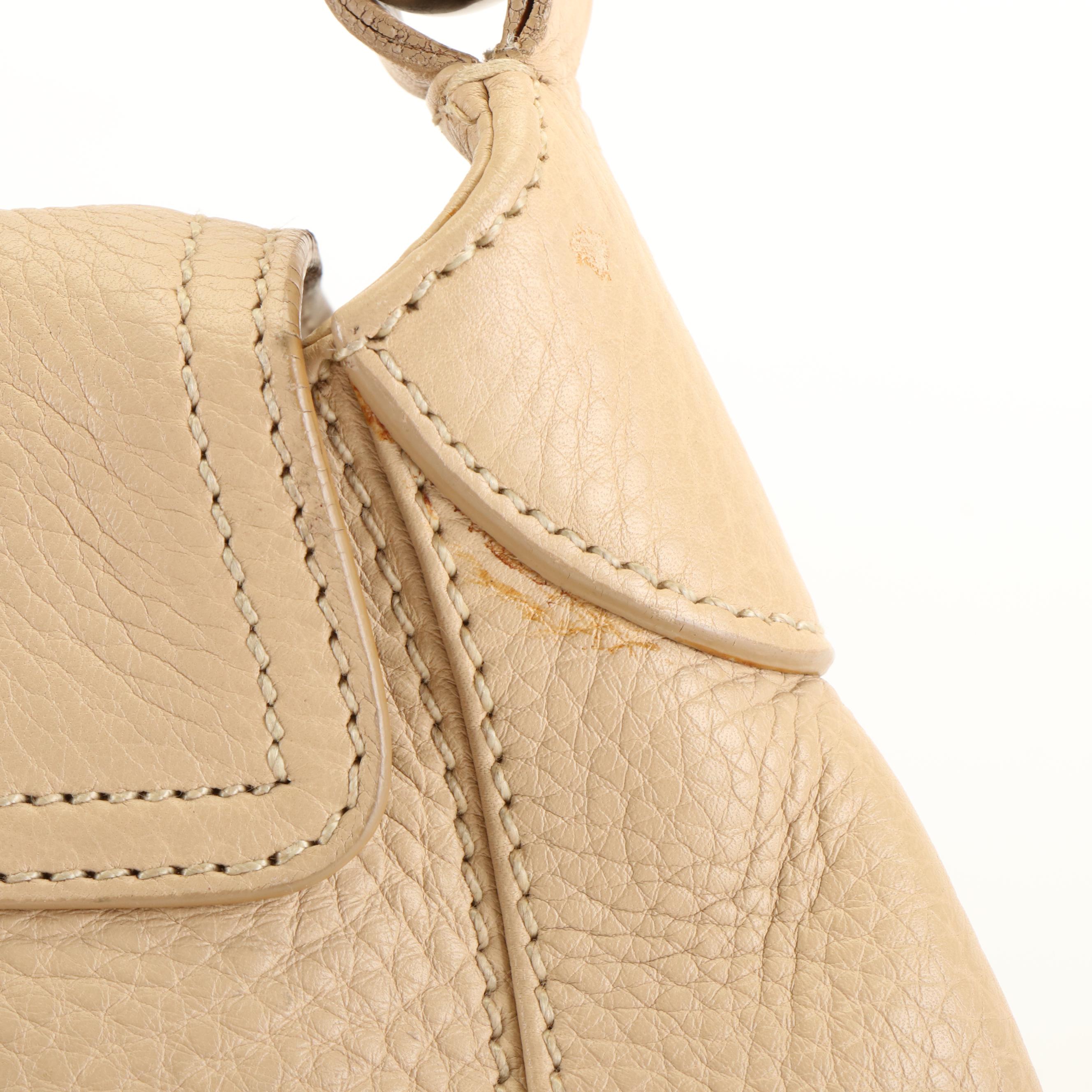Prada Shoulder Flap Bag in Beige Vitello Daino Leather