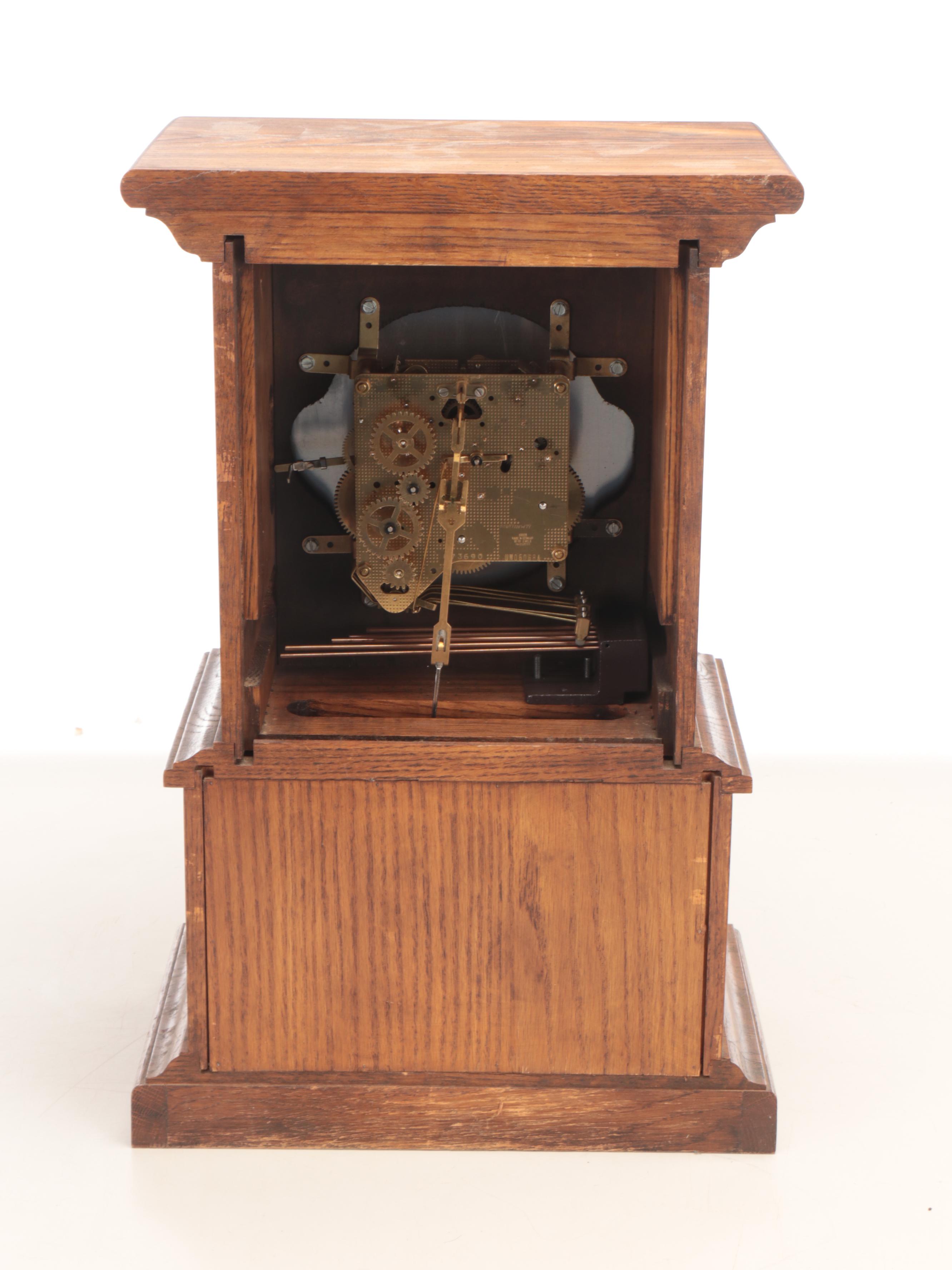 German Ridgeway Oak Wooden Mantel Clock