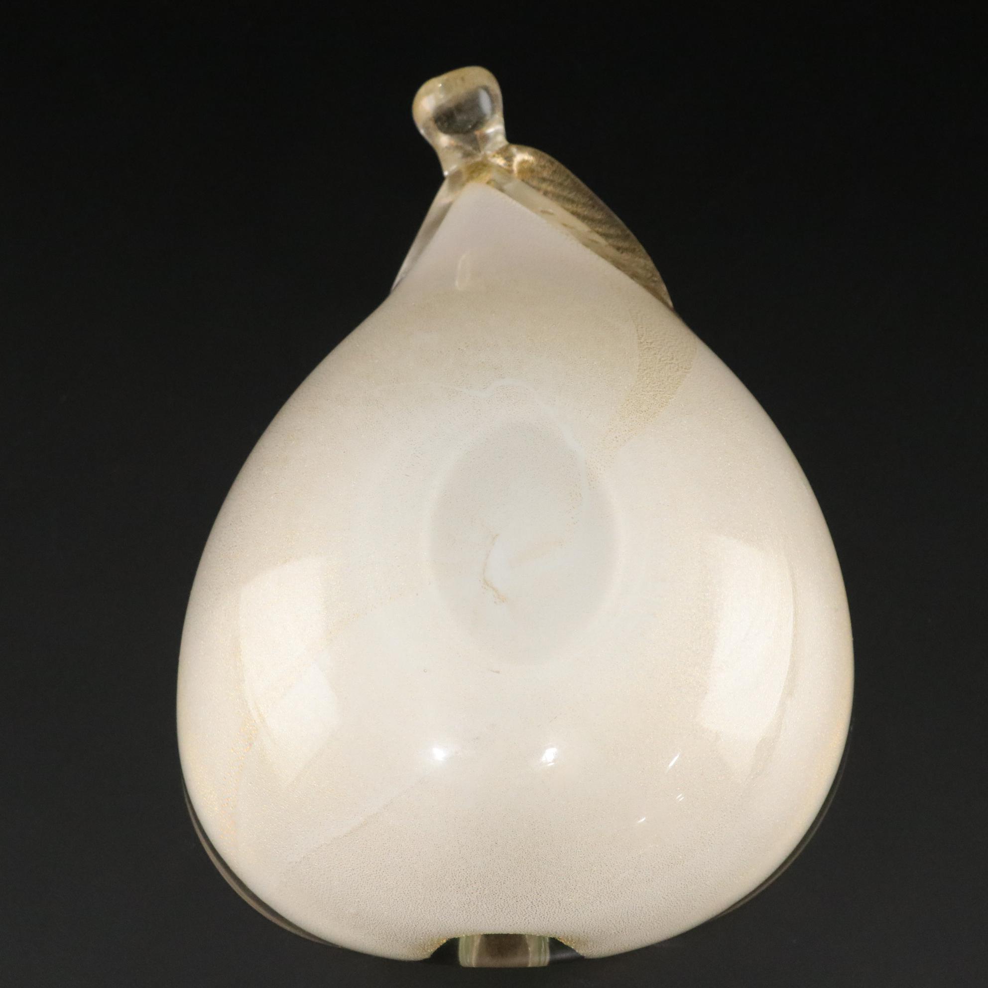 Alfredo Barbini Sommerso Glass Hot Pink Apple & Pear Dishes With Gold Aventurine