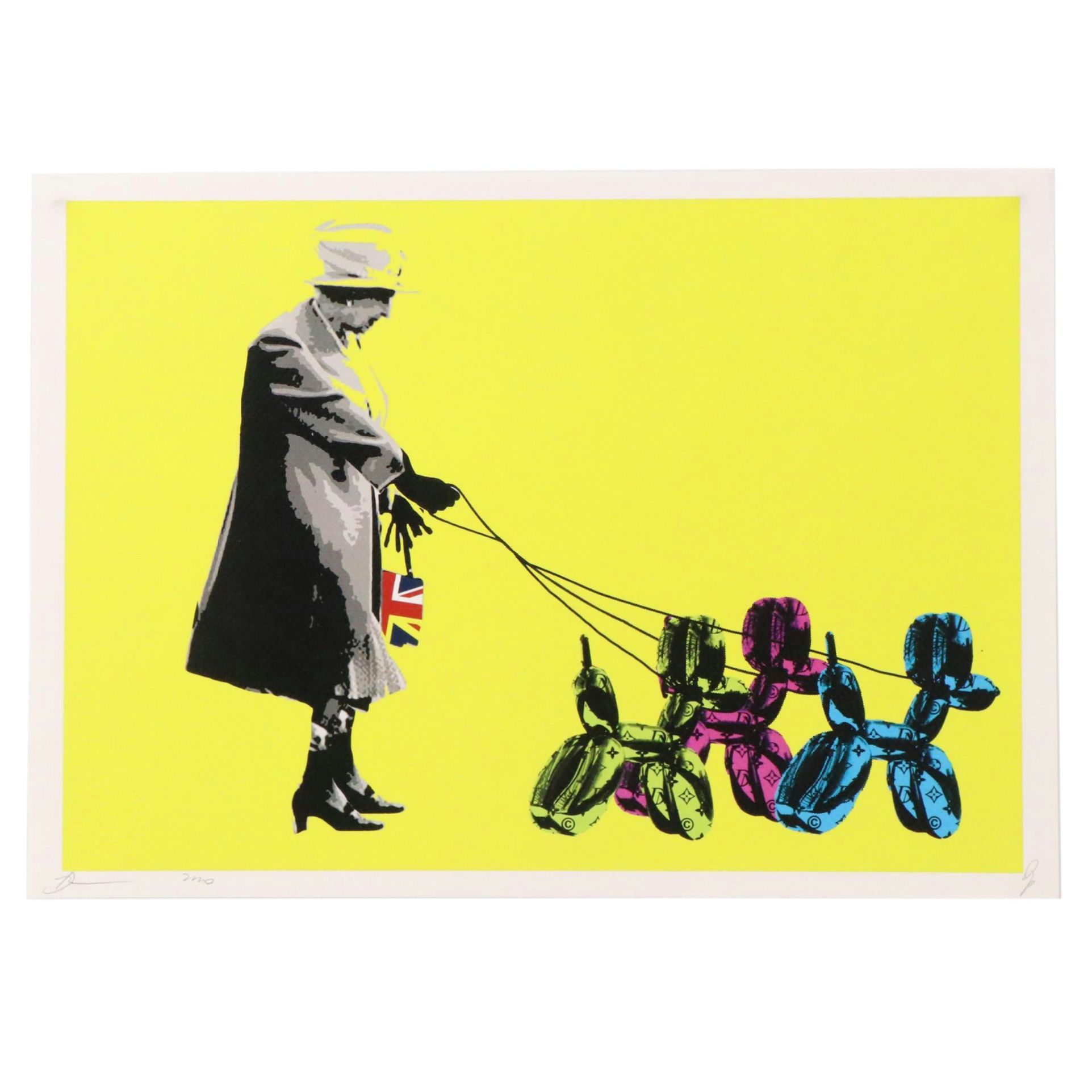 Death NYC Graphic Digital Print Featuring Queen Elizabeth and Jeff Koons