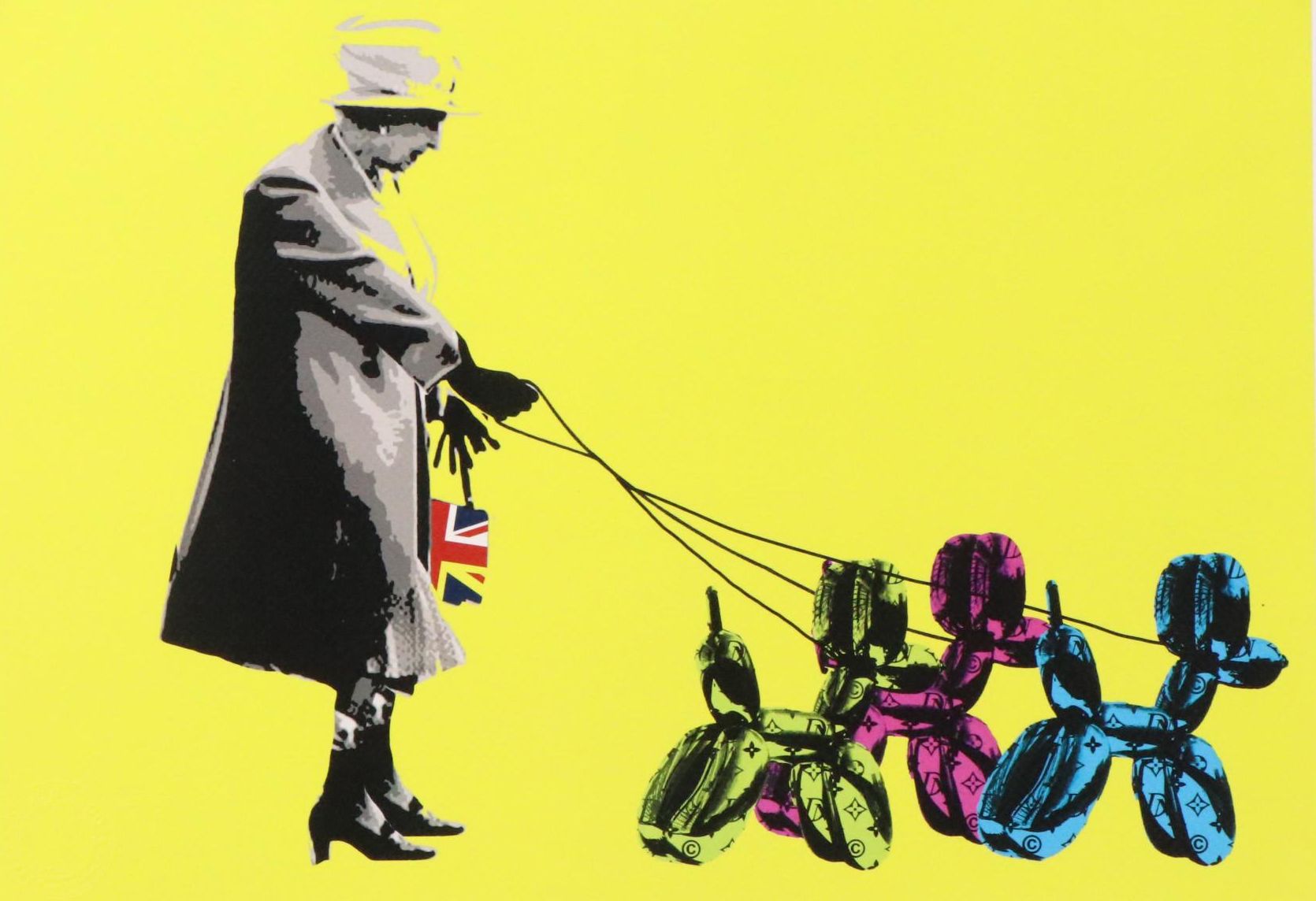 Death NYC Graphic Digital Print Featuring Queen Elizabeth and Jeff Koons