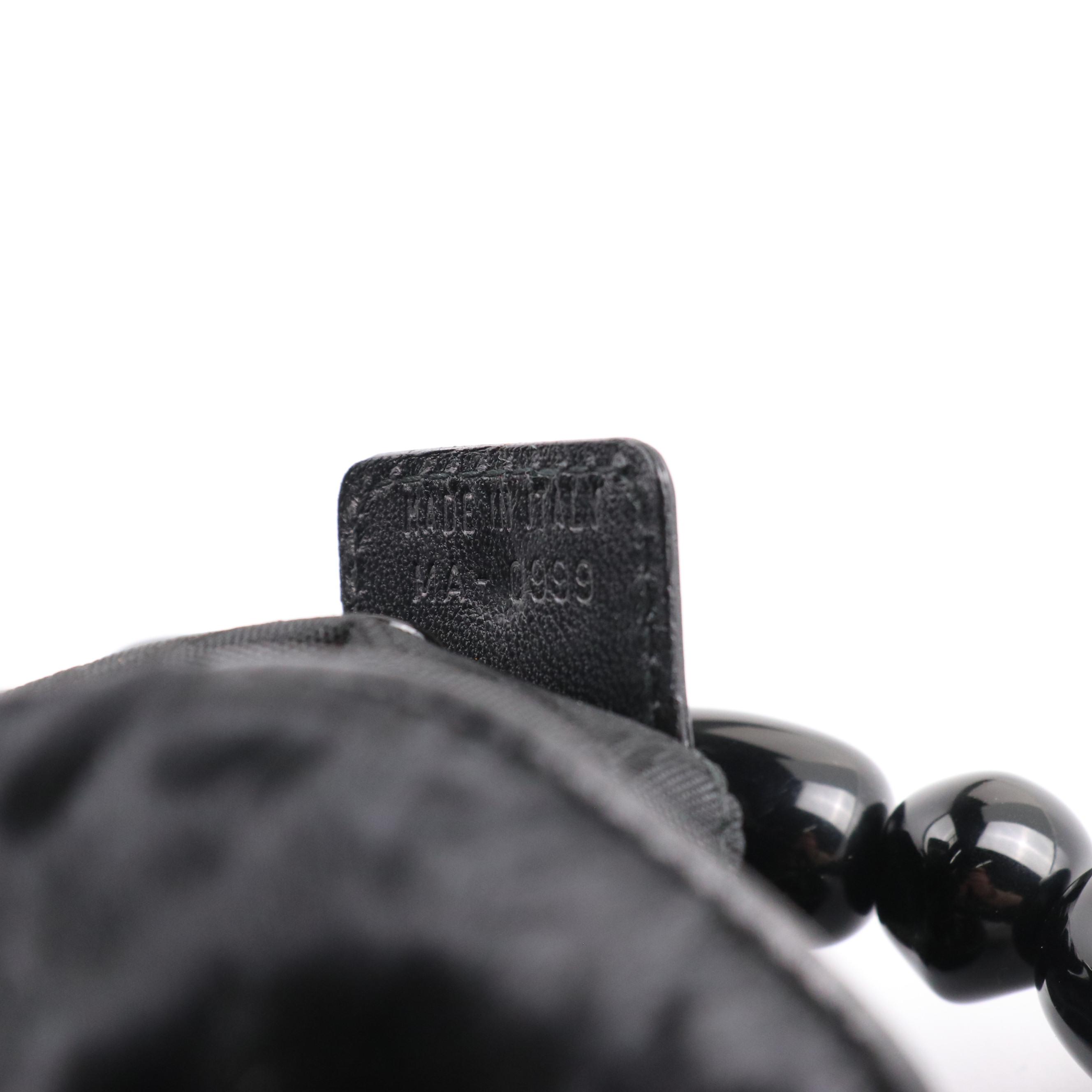 Christian Dior Maris Pearl Bucket Handbag in Black Calf Hair and Leather