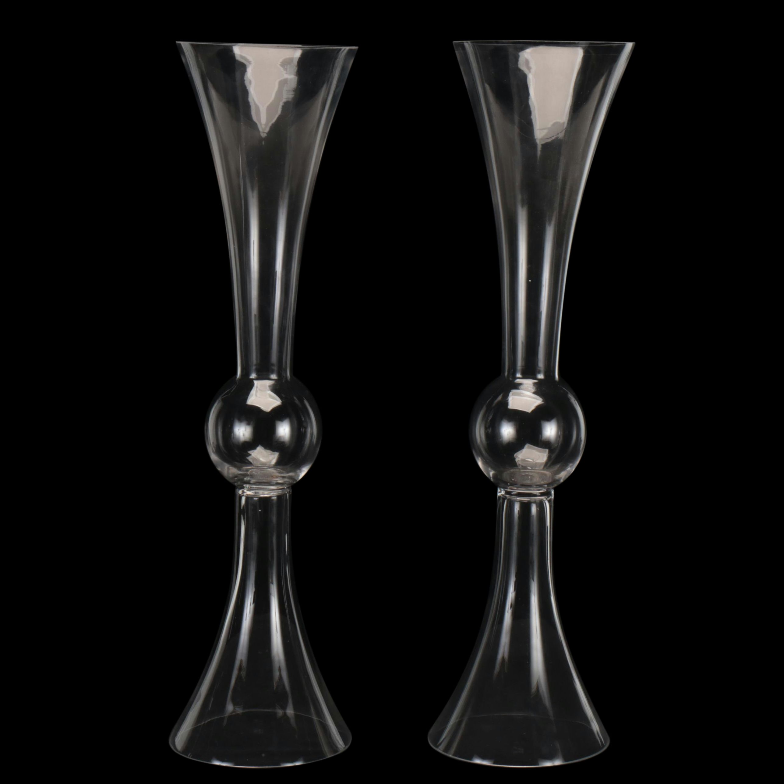 Pair of Glass Reversible  Trumpet Vases