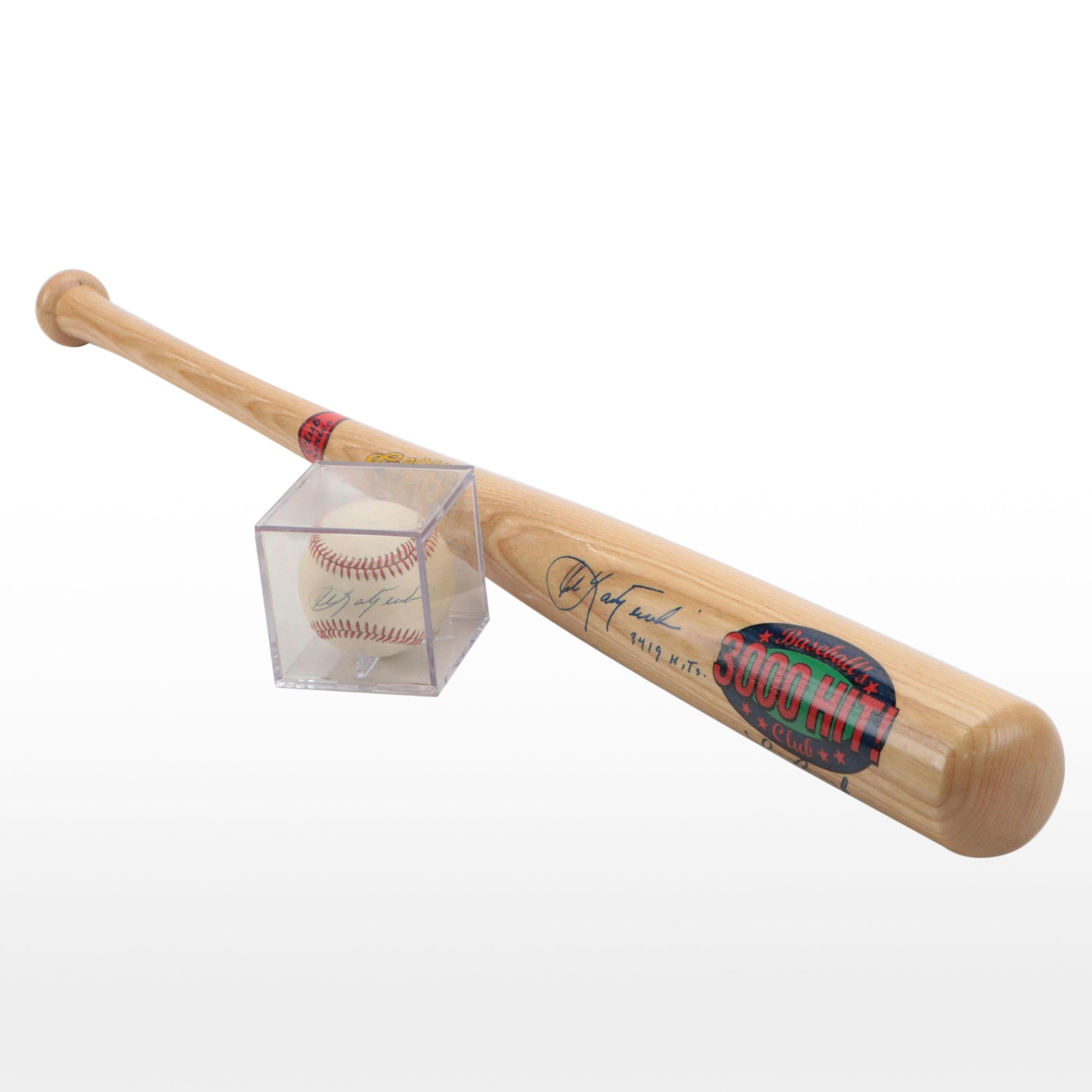 Lou Brock and Carl Yastrzemski Signed 3000 Hit Club Baseball Bat with More, JSA