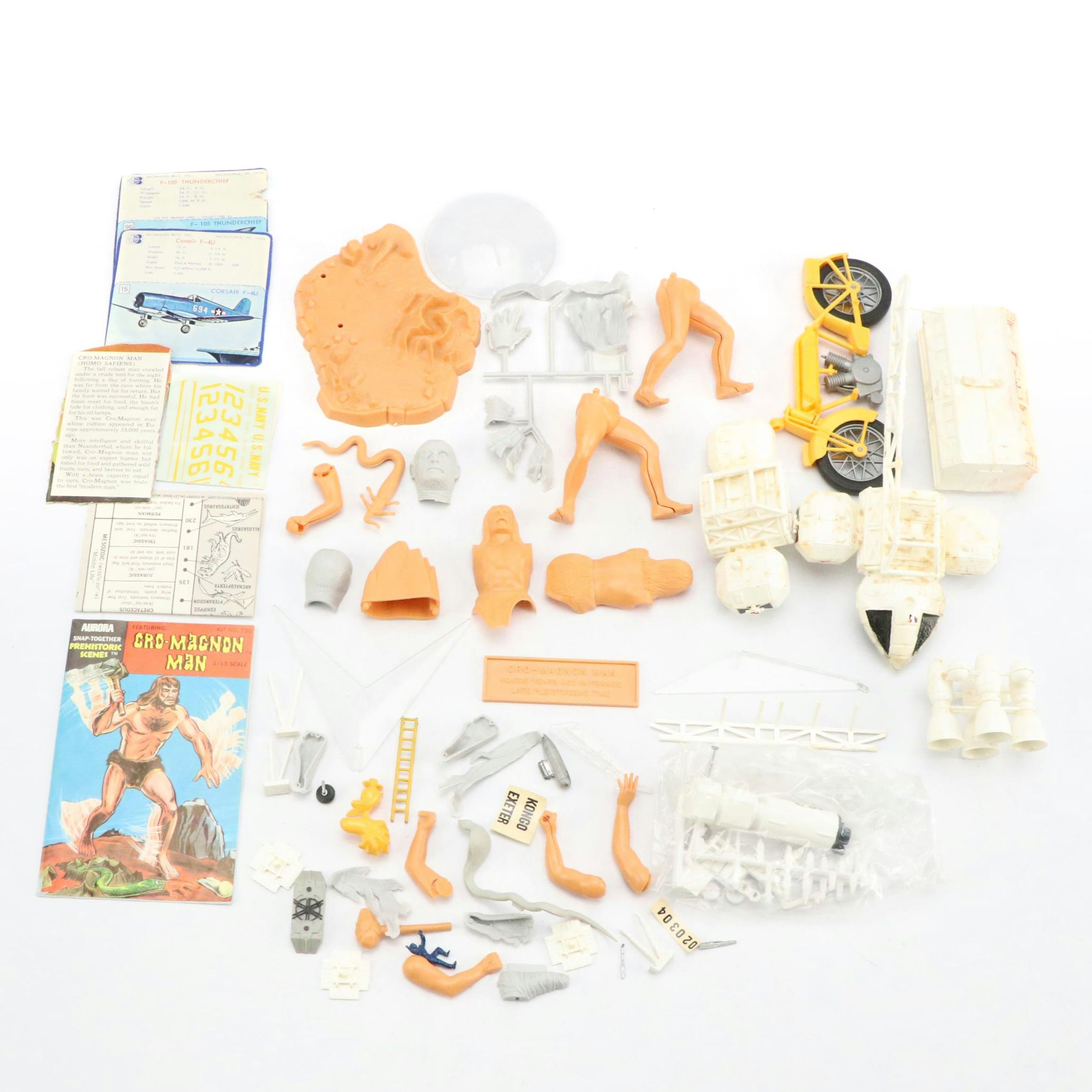 Aurora Cro-Magnon Man Model Kit with Other Model Kit Pieces and Guides
