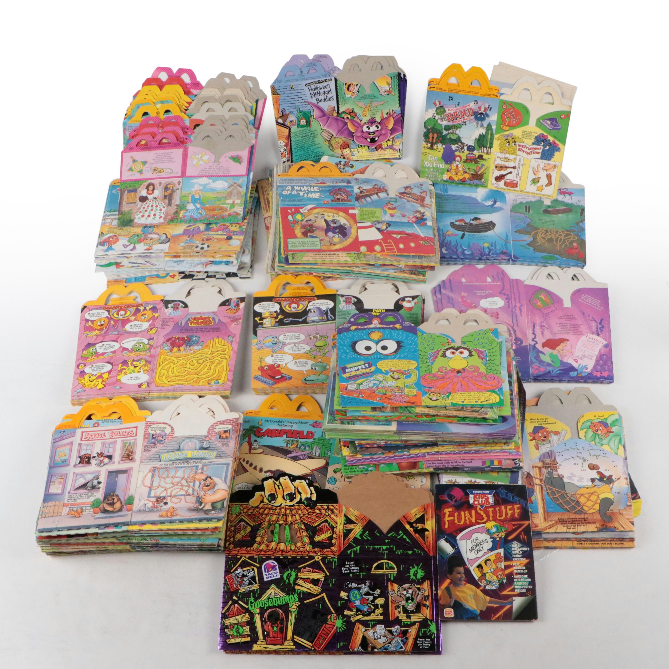 McDonald's Muppets and More Happy Meal Boxes with Taco Bell Goosebumps Box