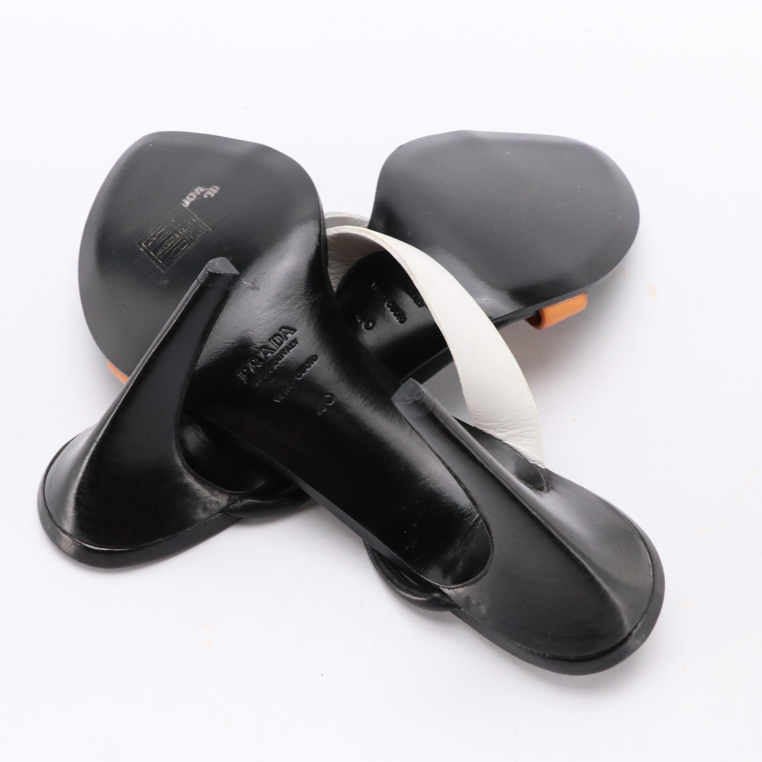 Prada Strappy Dress Sandals in Tricolor Leather