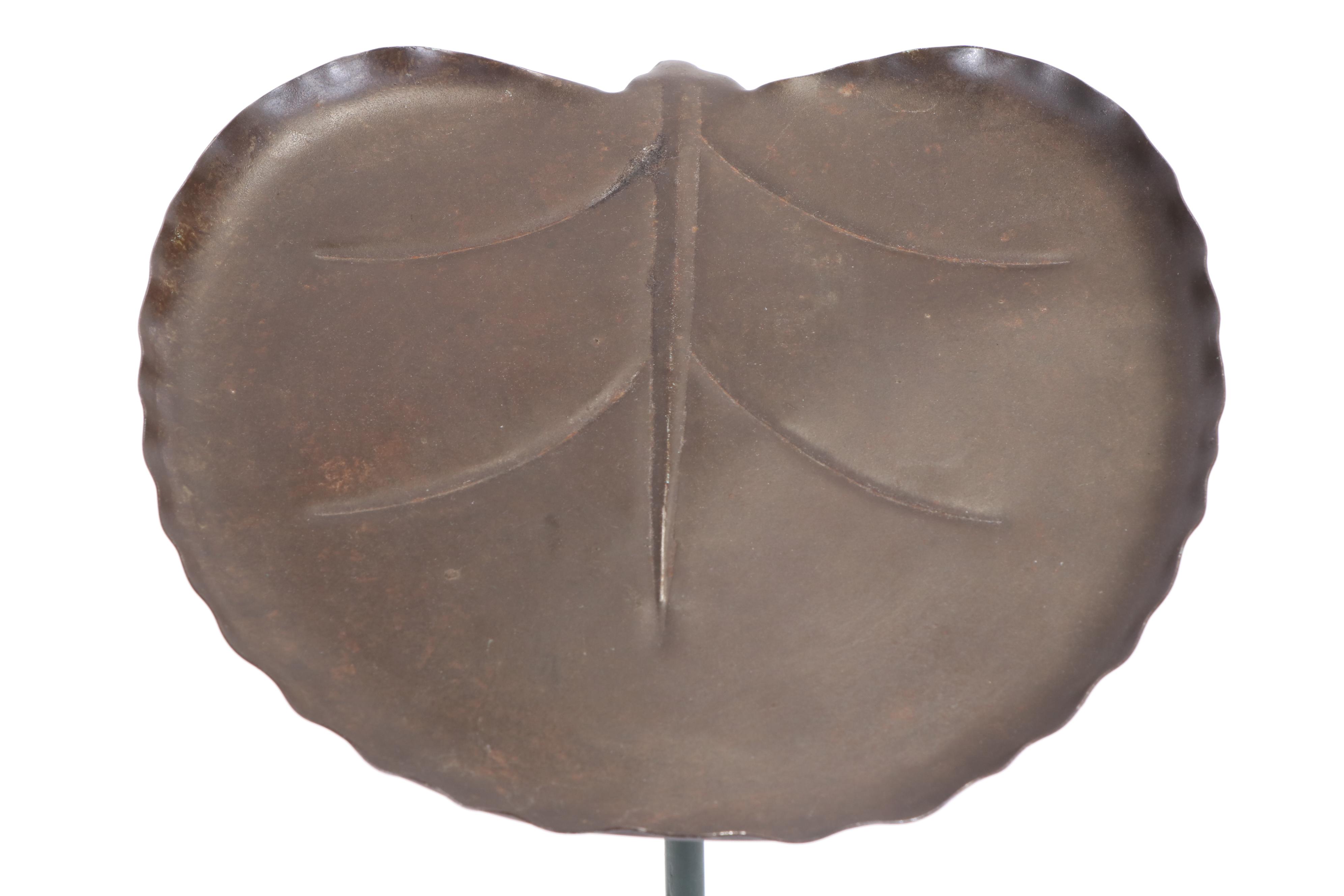 Patinated and Green-Painted Lily Pad Side Table, Manner of John Salterini