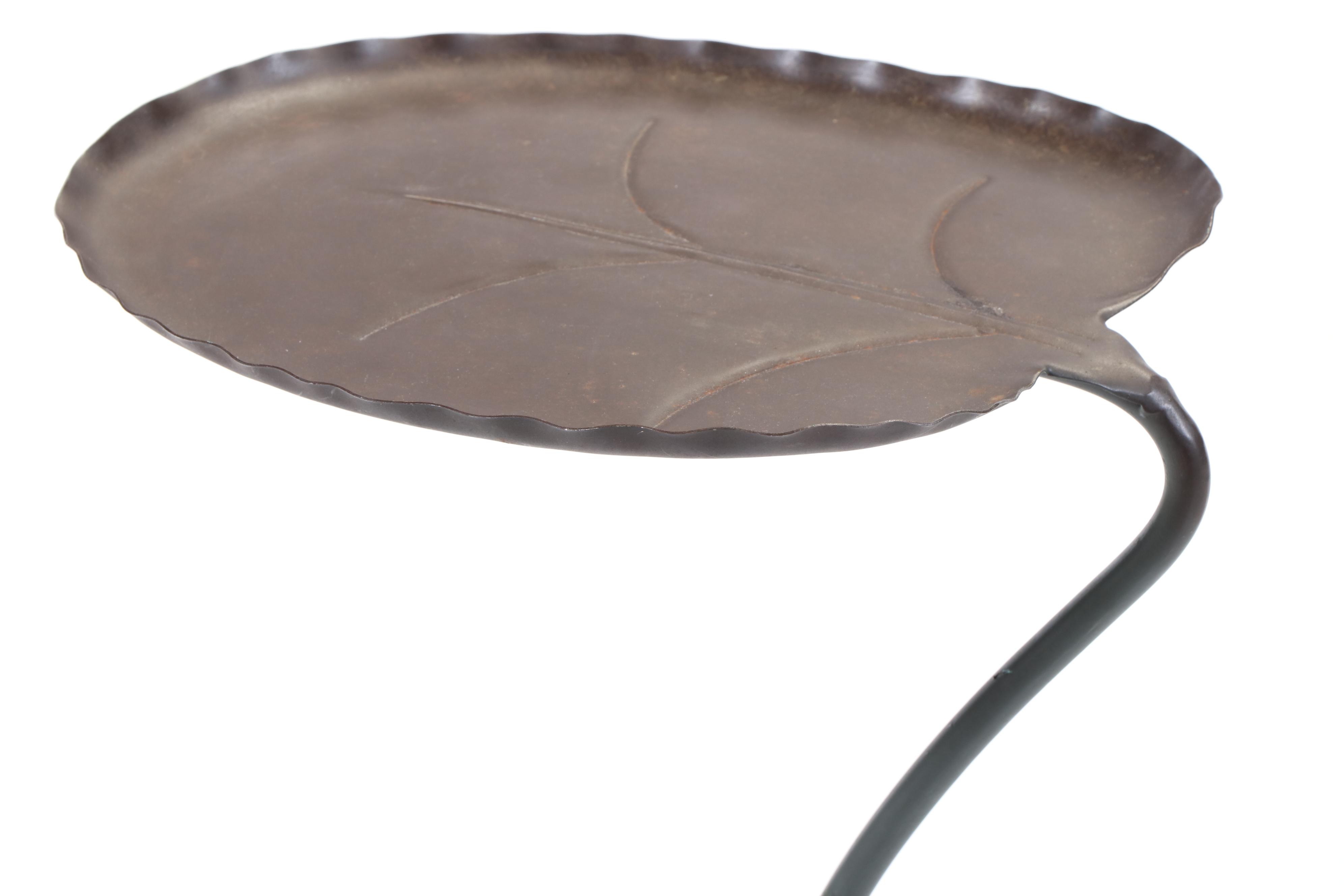 Patinated and Green-Painted Lily Pad Side Table, Manner of John Salterini