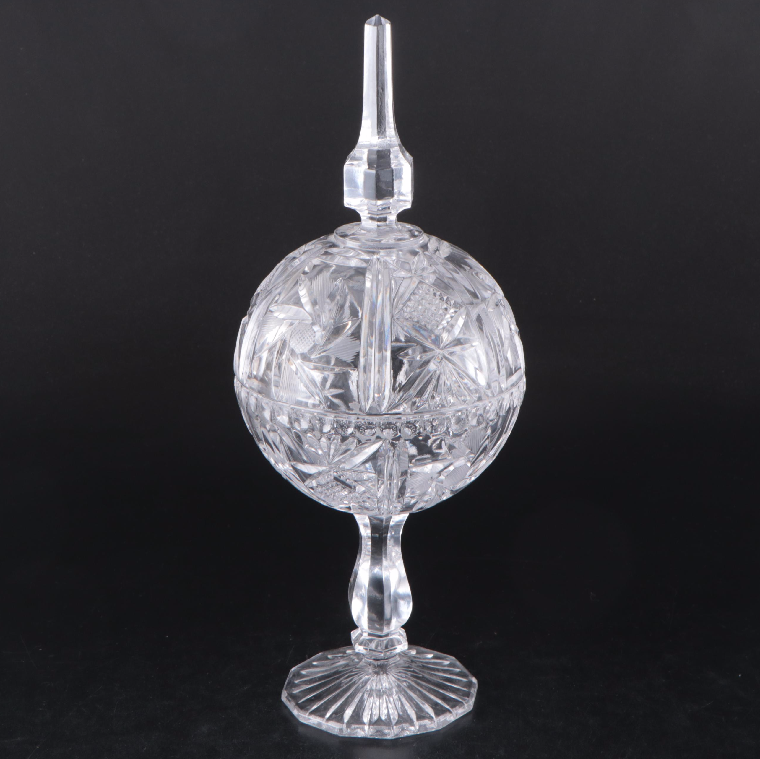Brilliant Style Cut Crystal Orb-Shaped Candy Dish and Other Tableware