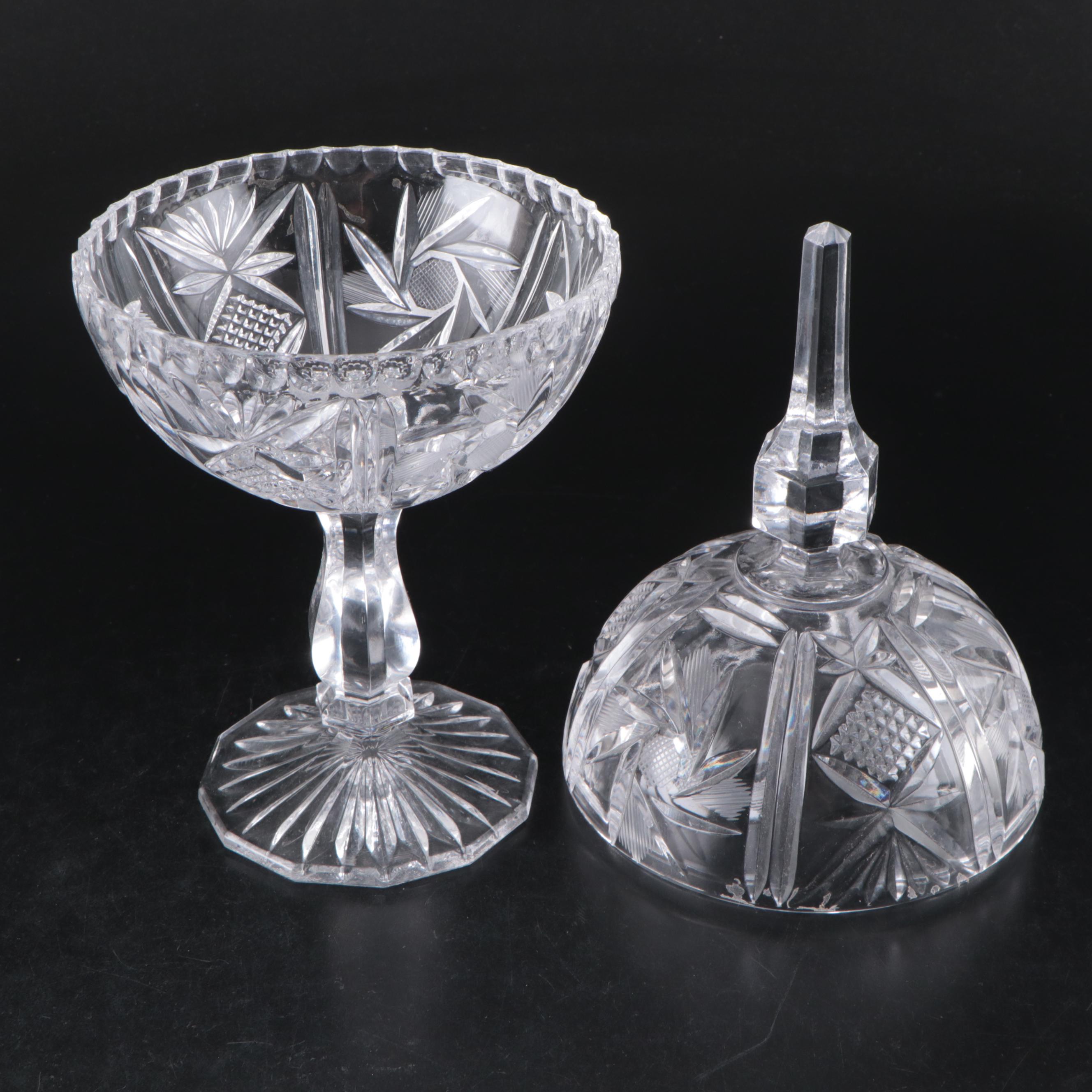 Brilliant Style Cut Crystal Orb-Shaped Candy Dish and Other Tableware