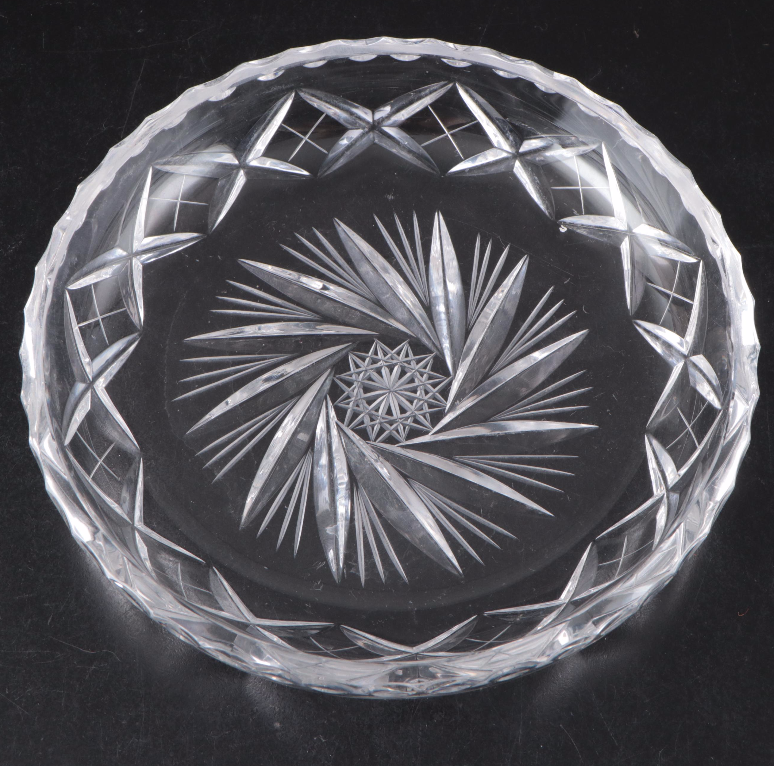 Brilliant Style Cut Crystal Orb-Shaped Candy Dish and Other Tableware