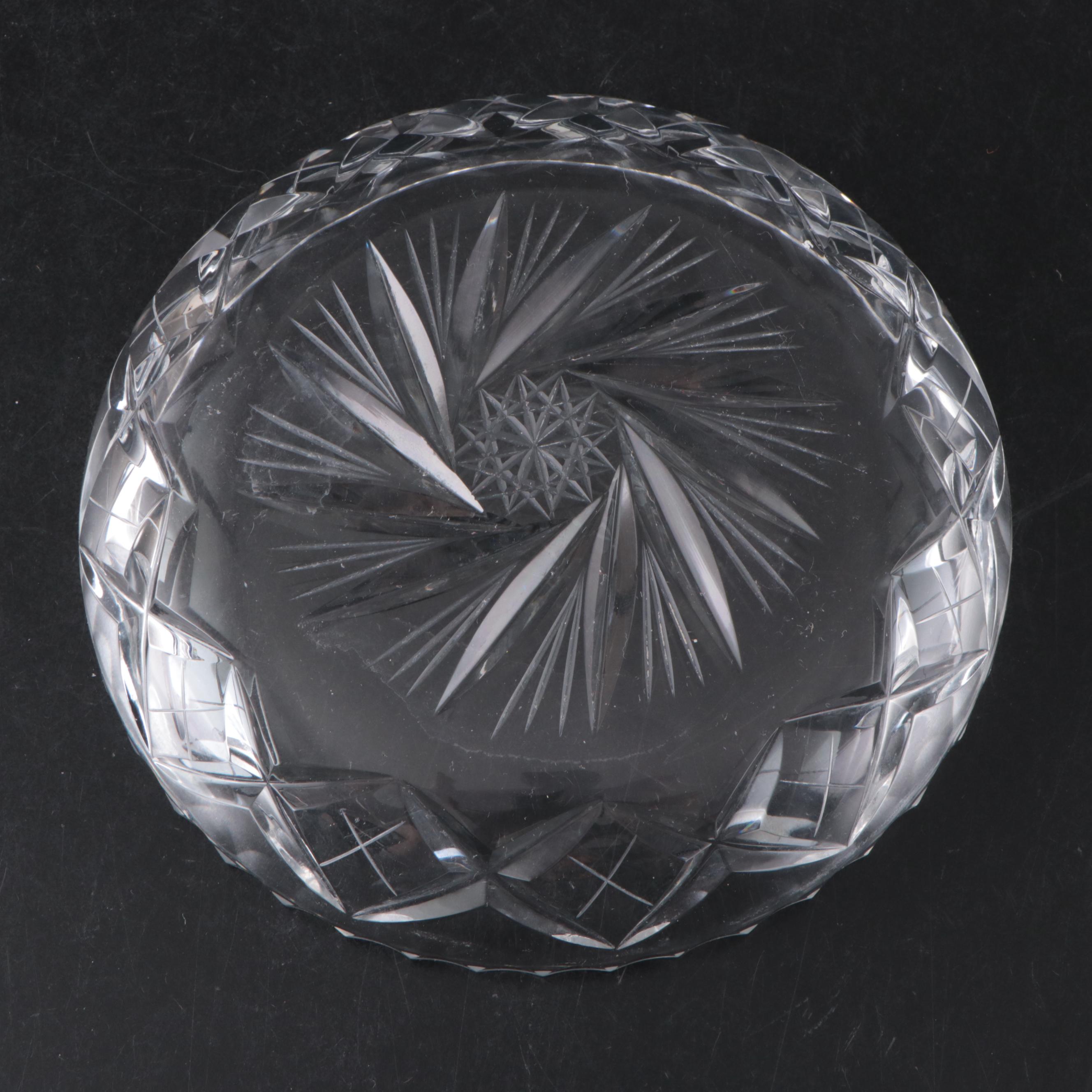 Brilliant Style Cut Crystal Orb-Shaped Candy Dish and Other Tableware