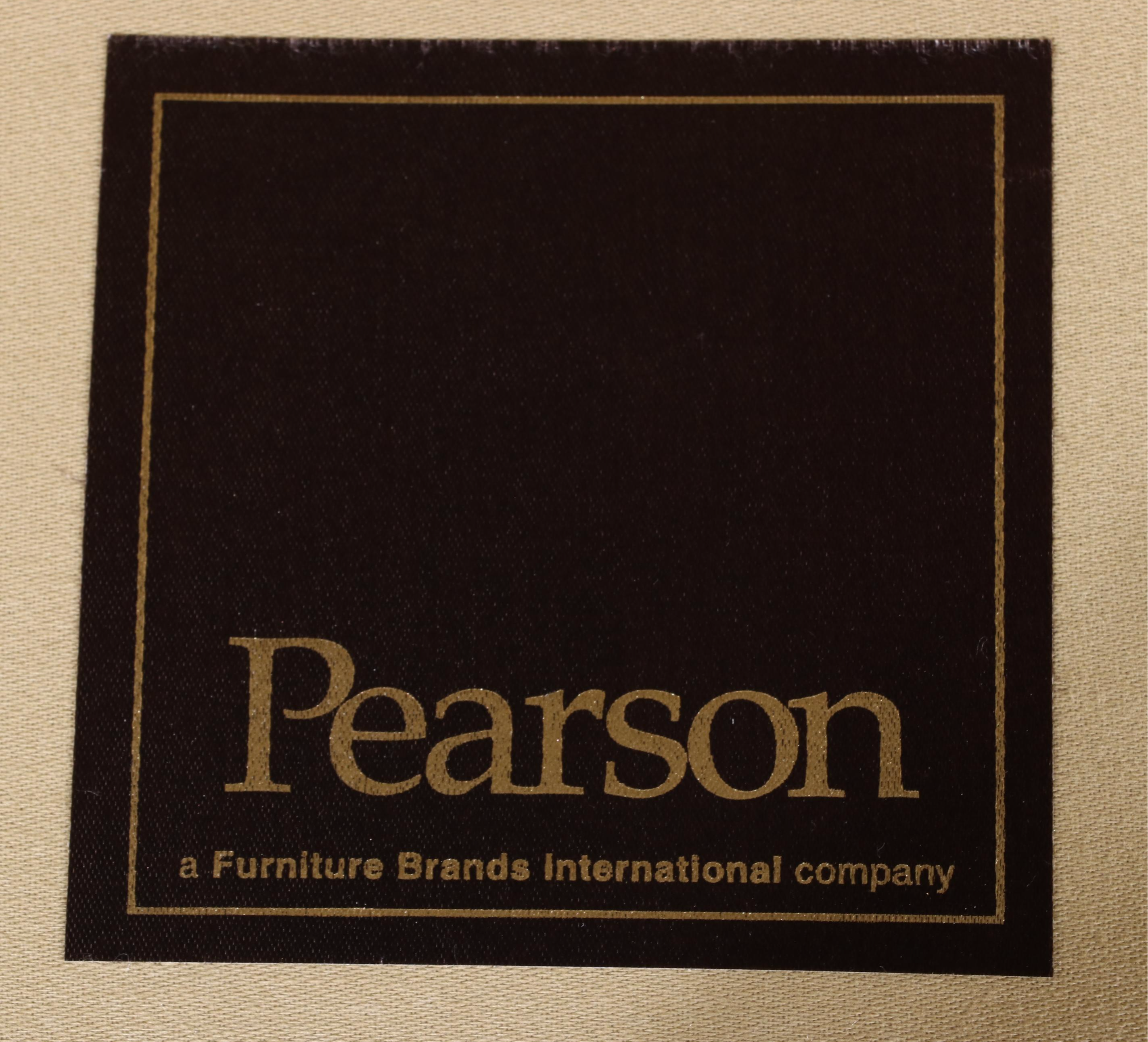 Pair of Pearson Custom-Upholstered Hardwood Wingback Armchairs