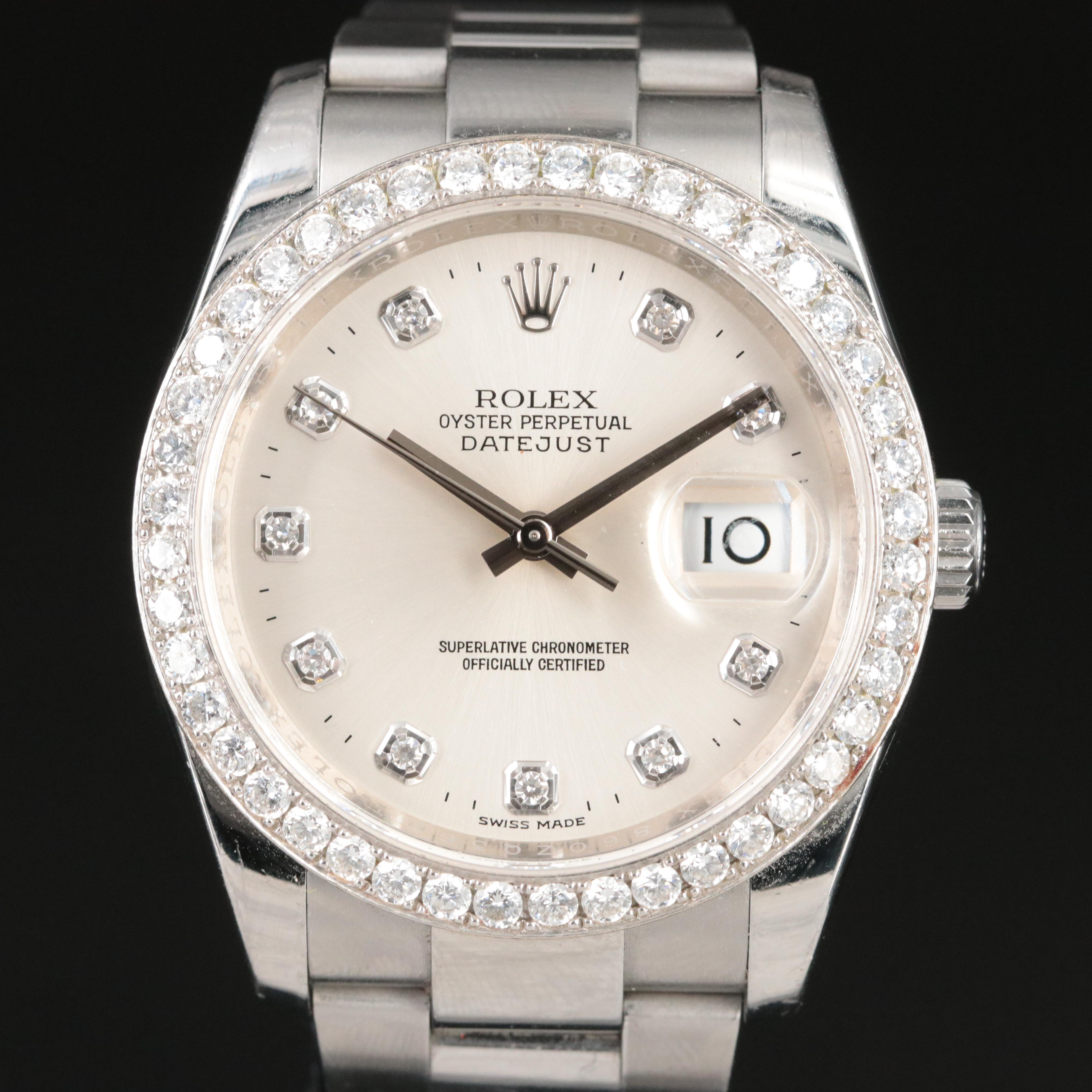 Rolex Custom 2.16 CTW Diamond Dial and Bezel Datejust Watch