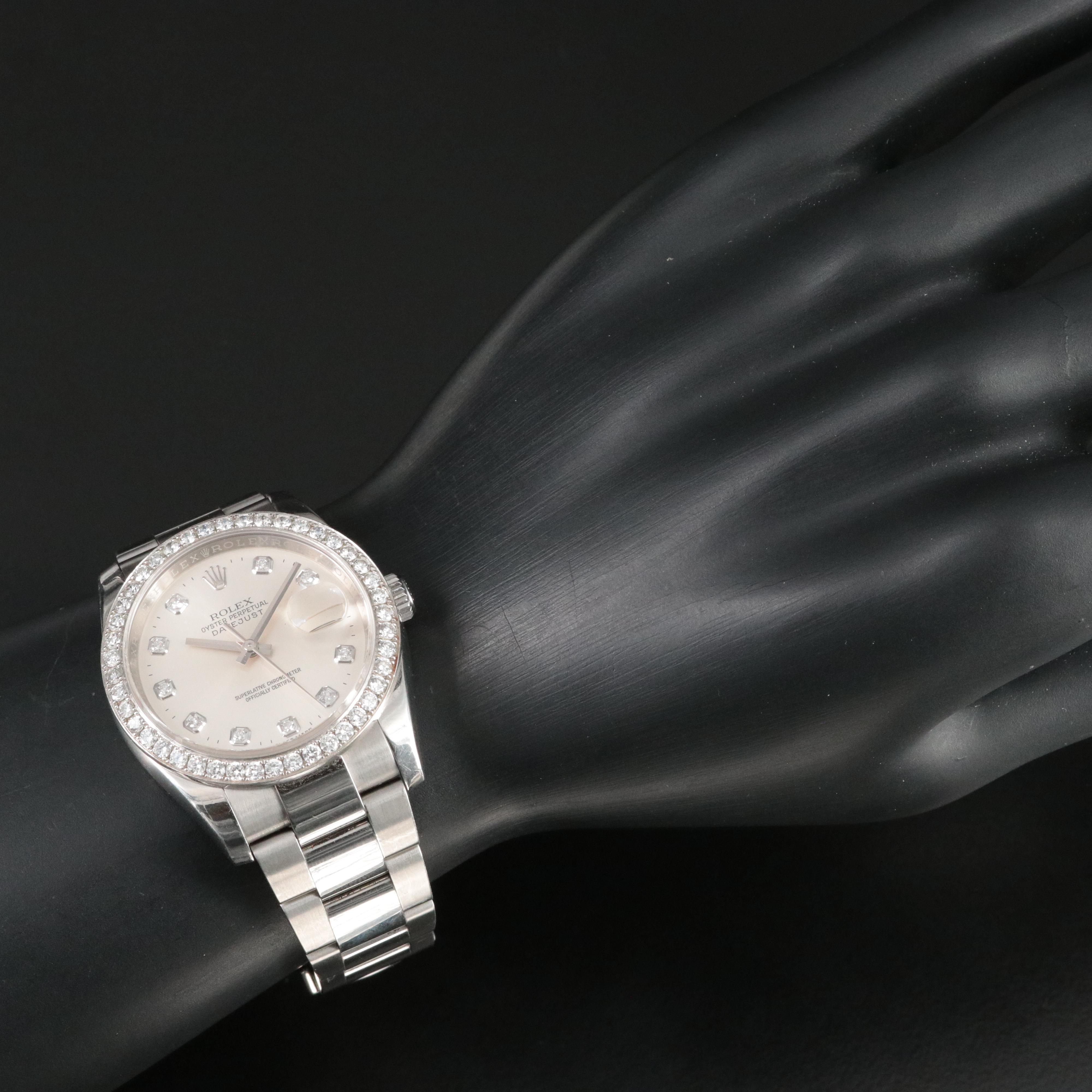 Rolex Custom 2.16 CTW Diamond Dial and Bezel Datejust Watch