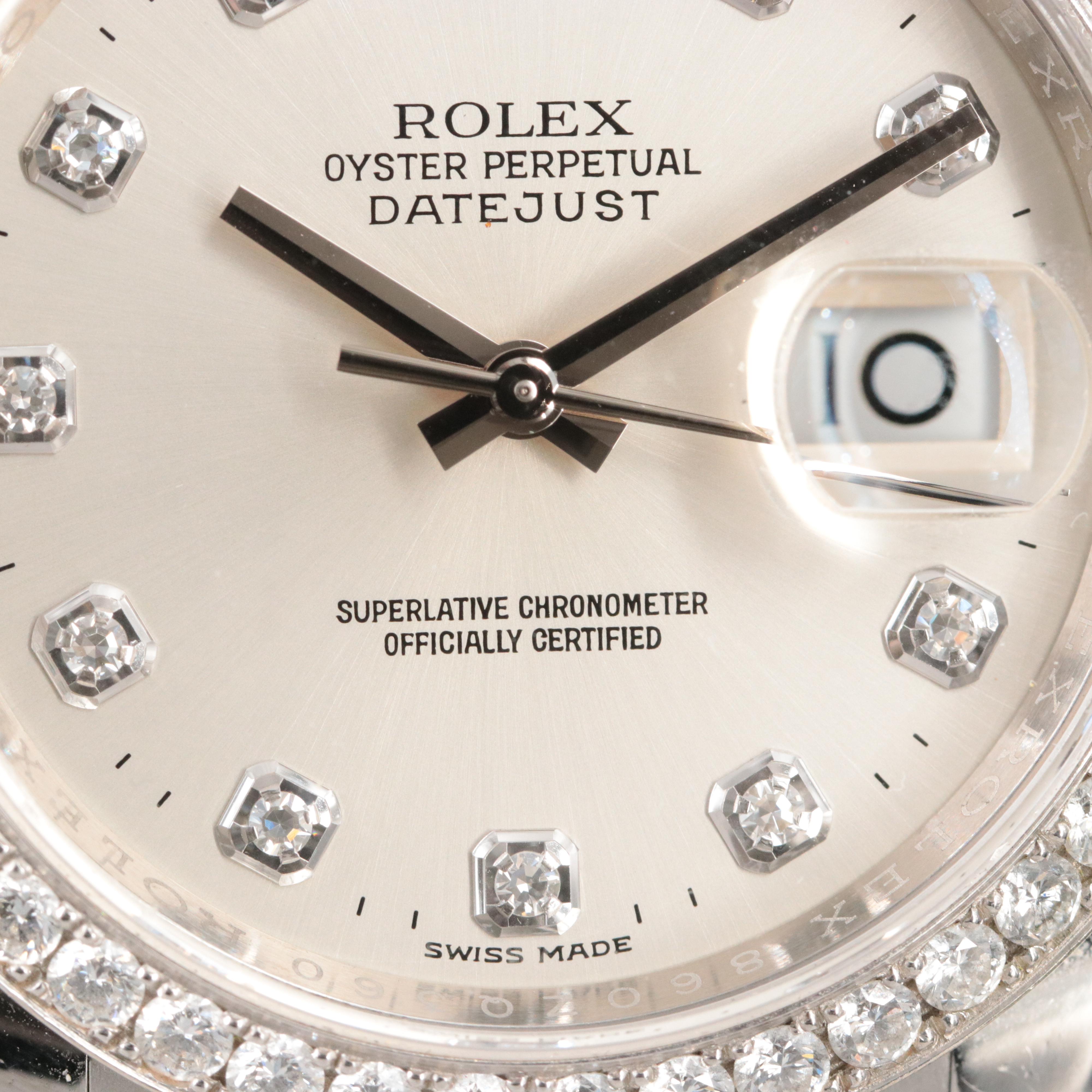 Rolex Custom 2.16 CTW Diamond Dial and Bezel Datejust Watch