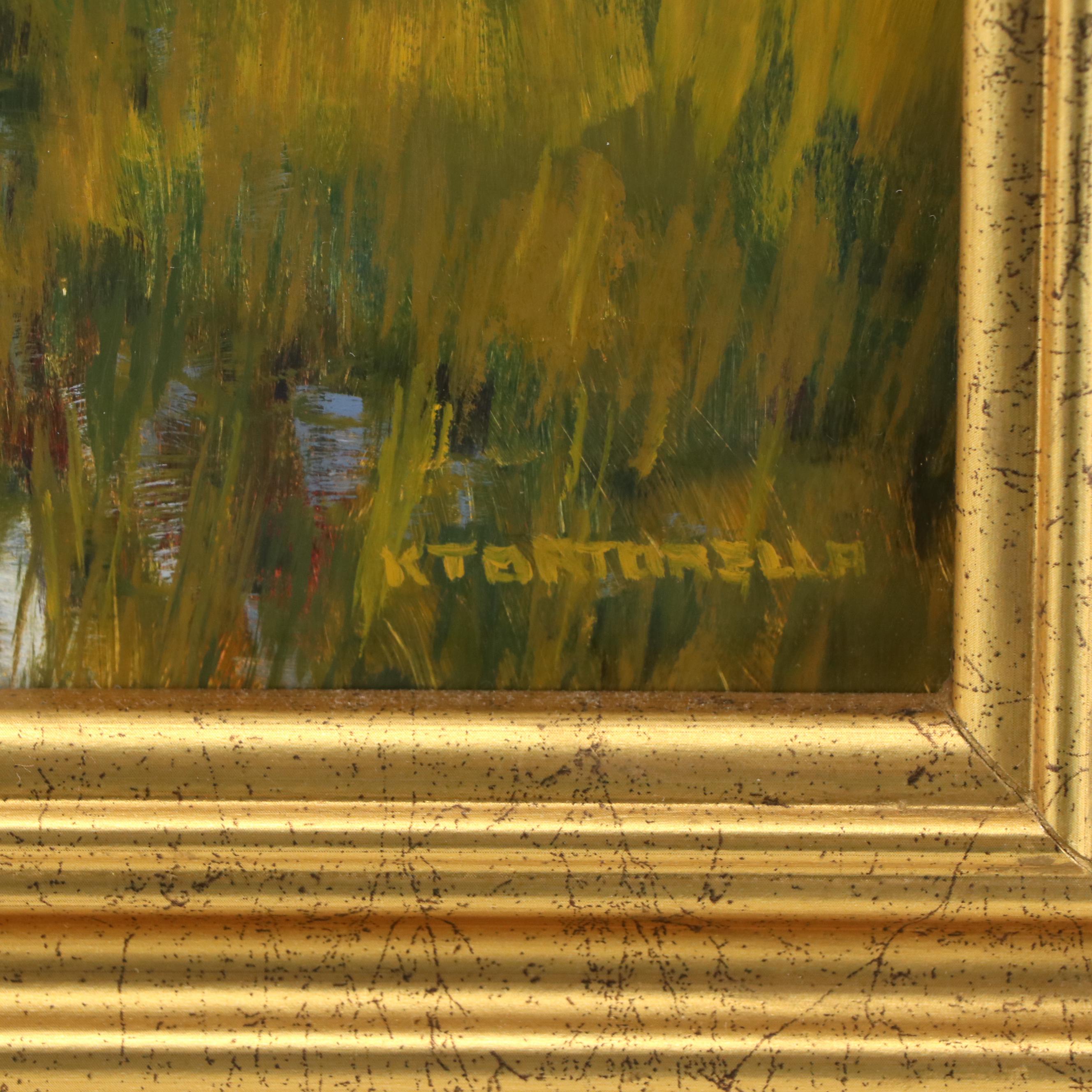 Kathy Tortorella Lowcountry Marsh Landscape Oil Painting, 21st Century