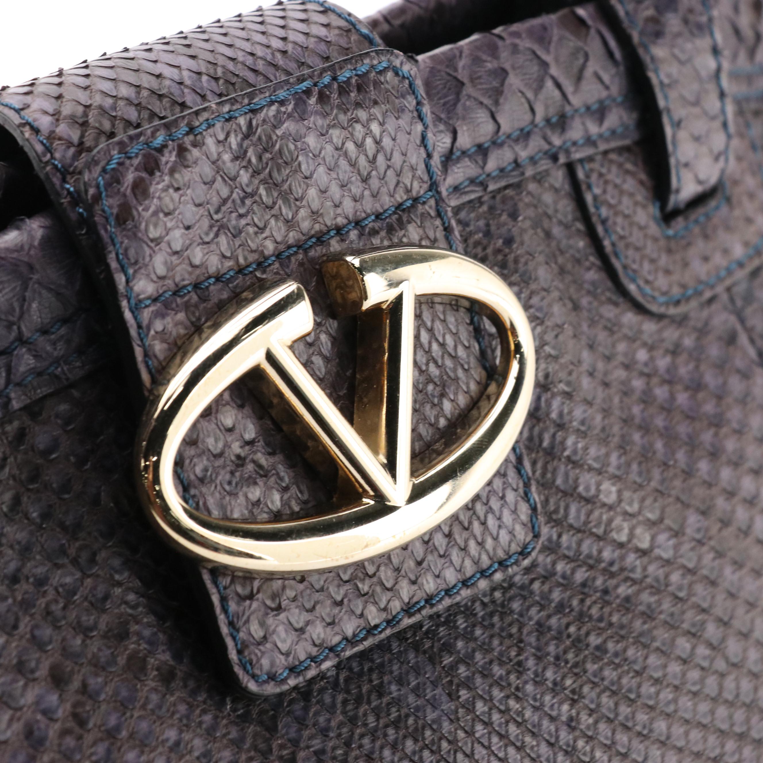 Valentino Garavani Deep Purple Python Leather Shoulder Bag