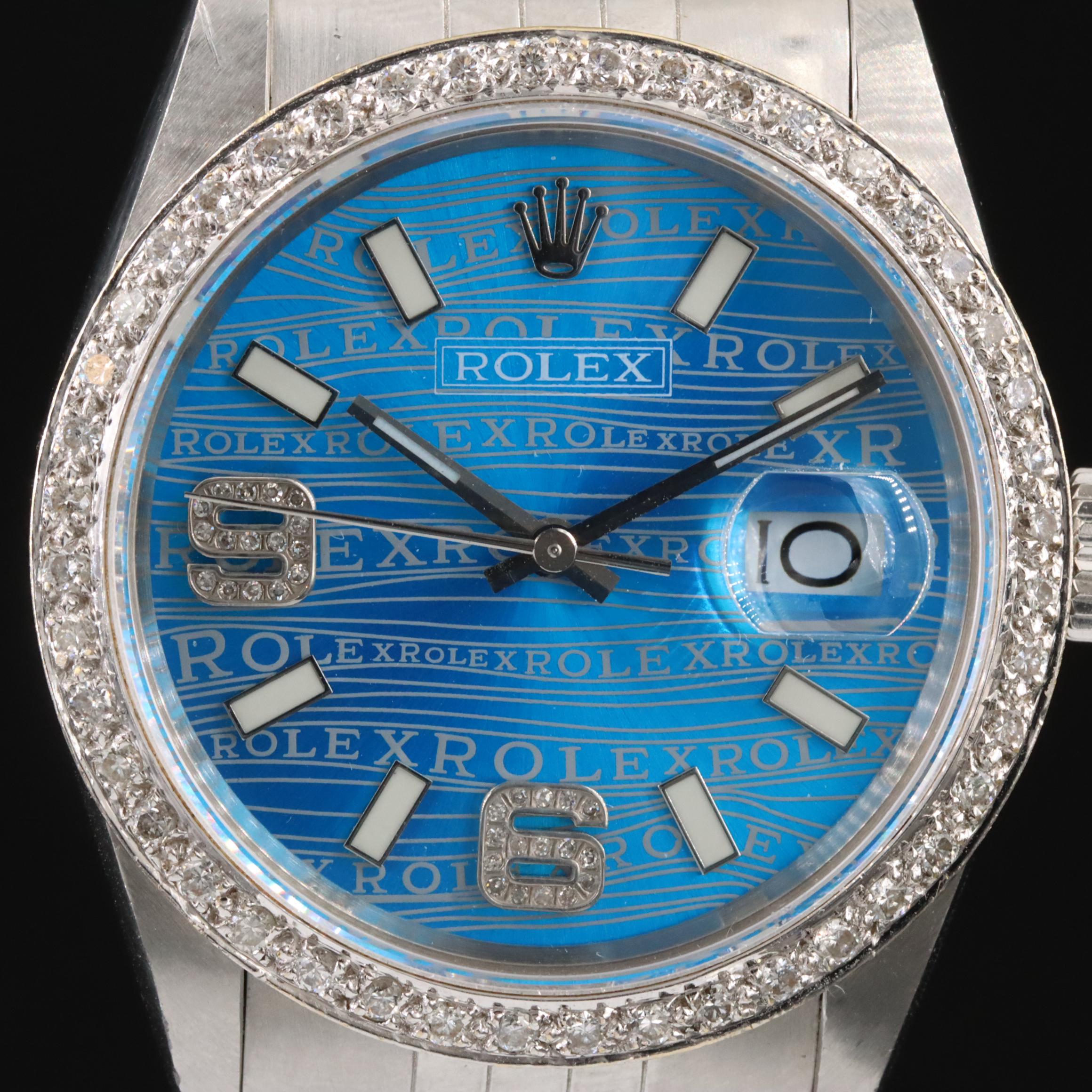 1989 Rolex Custom Diamond Dial and Bezel Datejust Watch