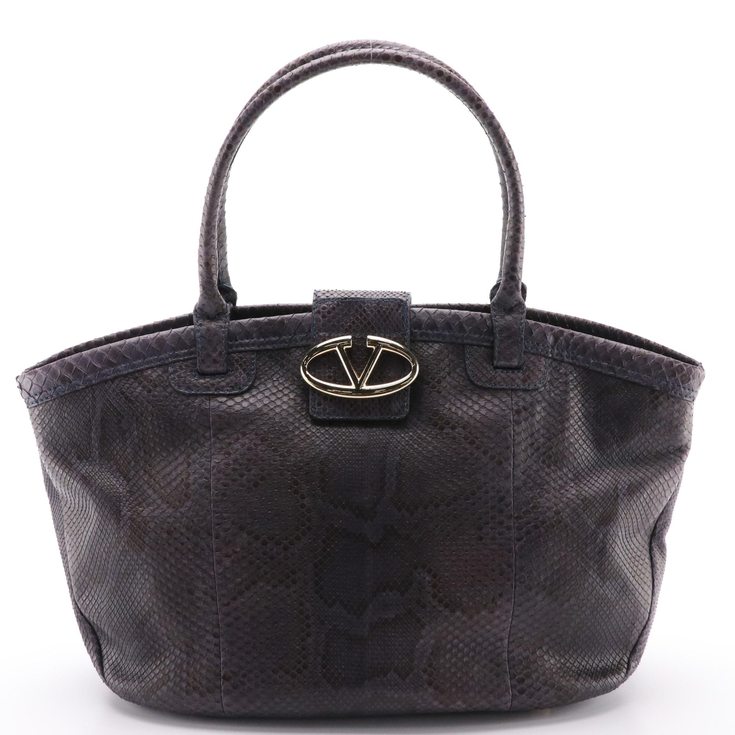 Valentino Garavani Deep Purple Python Leather Shoulder Bag