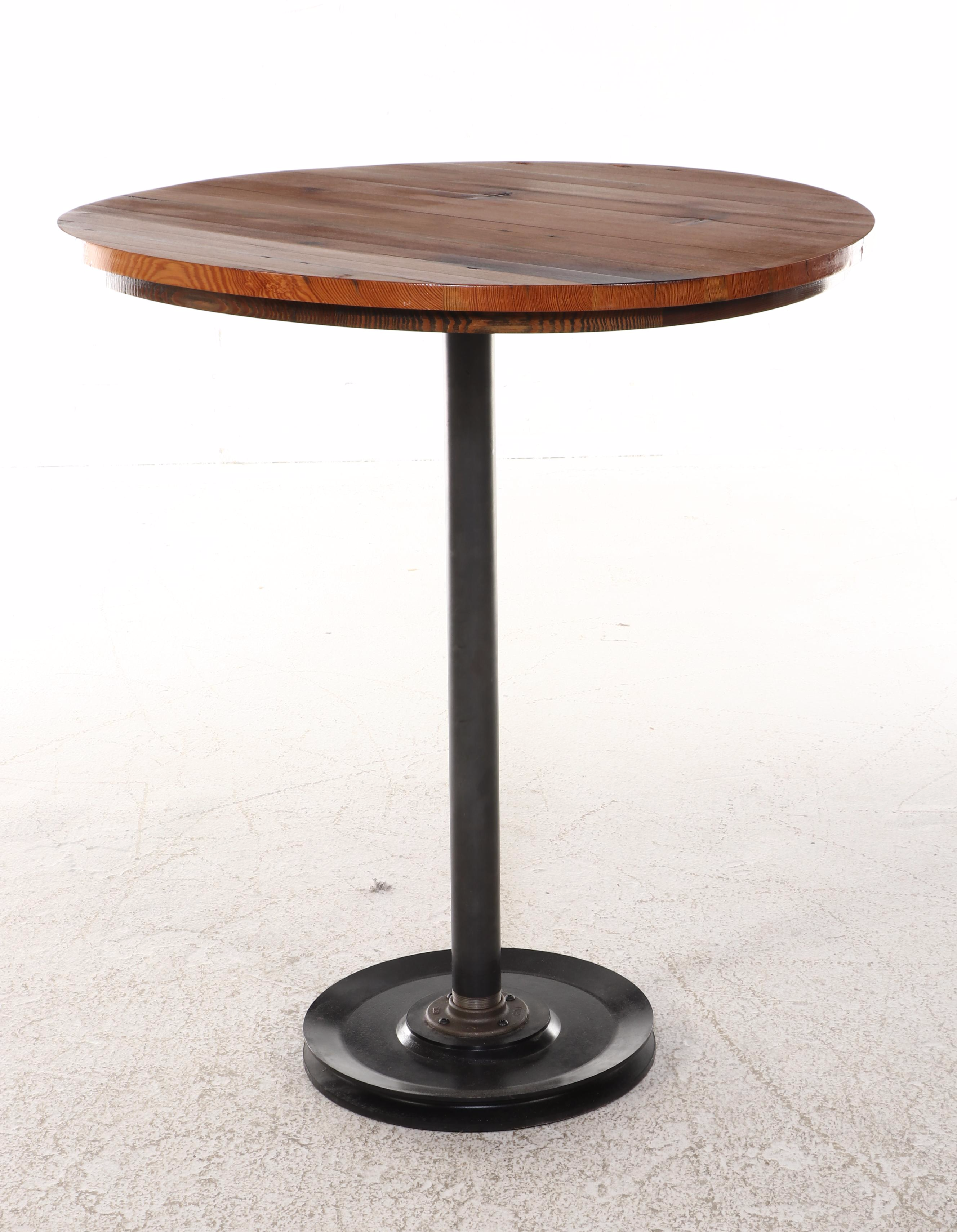 Five-Piece Industrial  Style Pine and Patinated Metal Bar-Height Dining Set