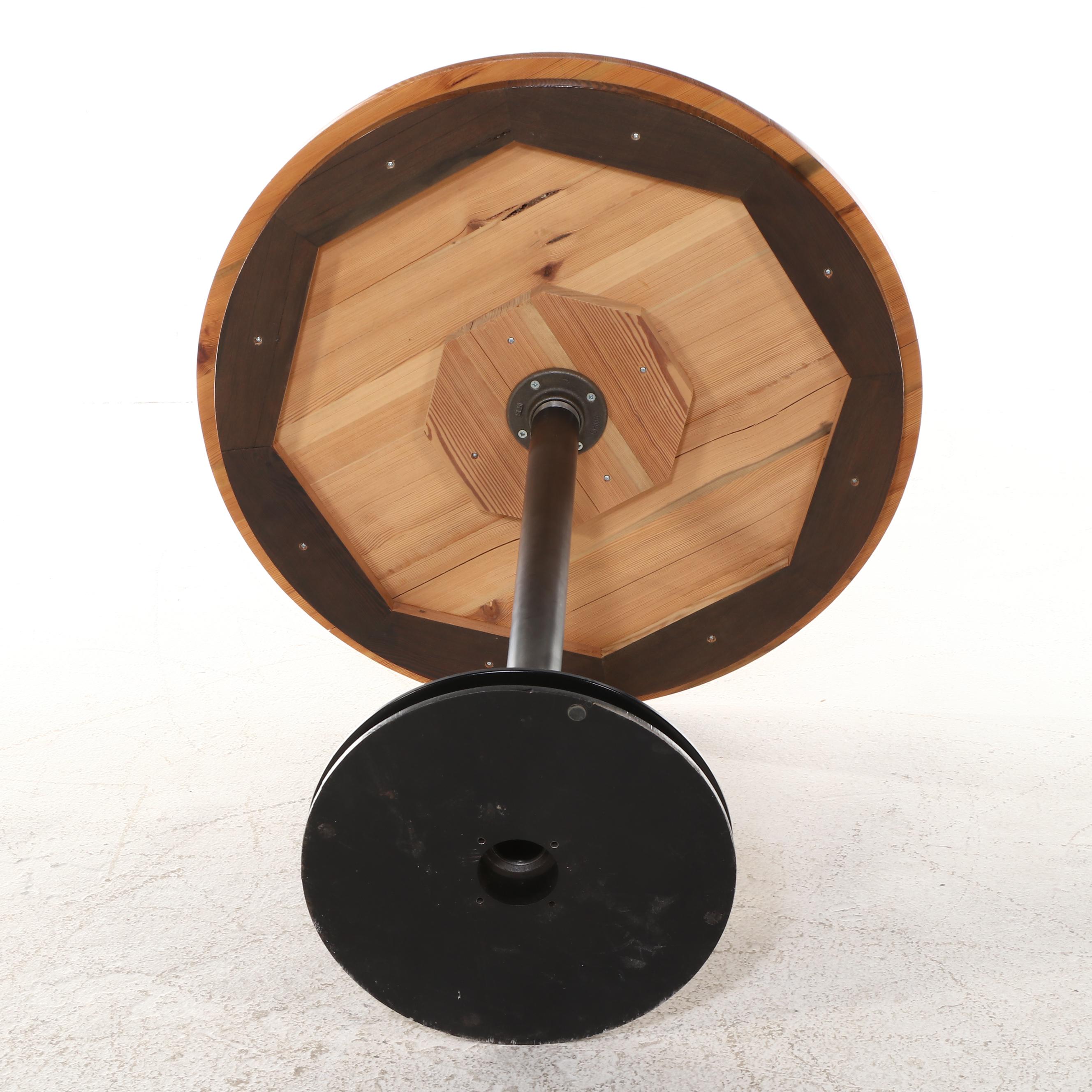 Five-Piece Industrial  Style Pine and Patinated Metal Bar-Height Dining Set