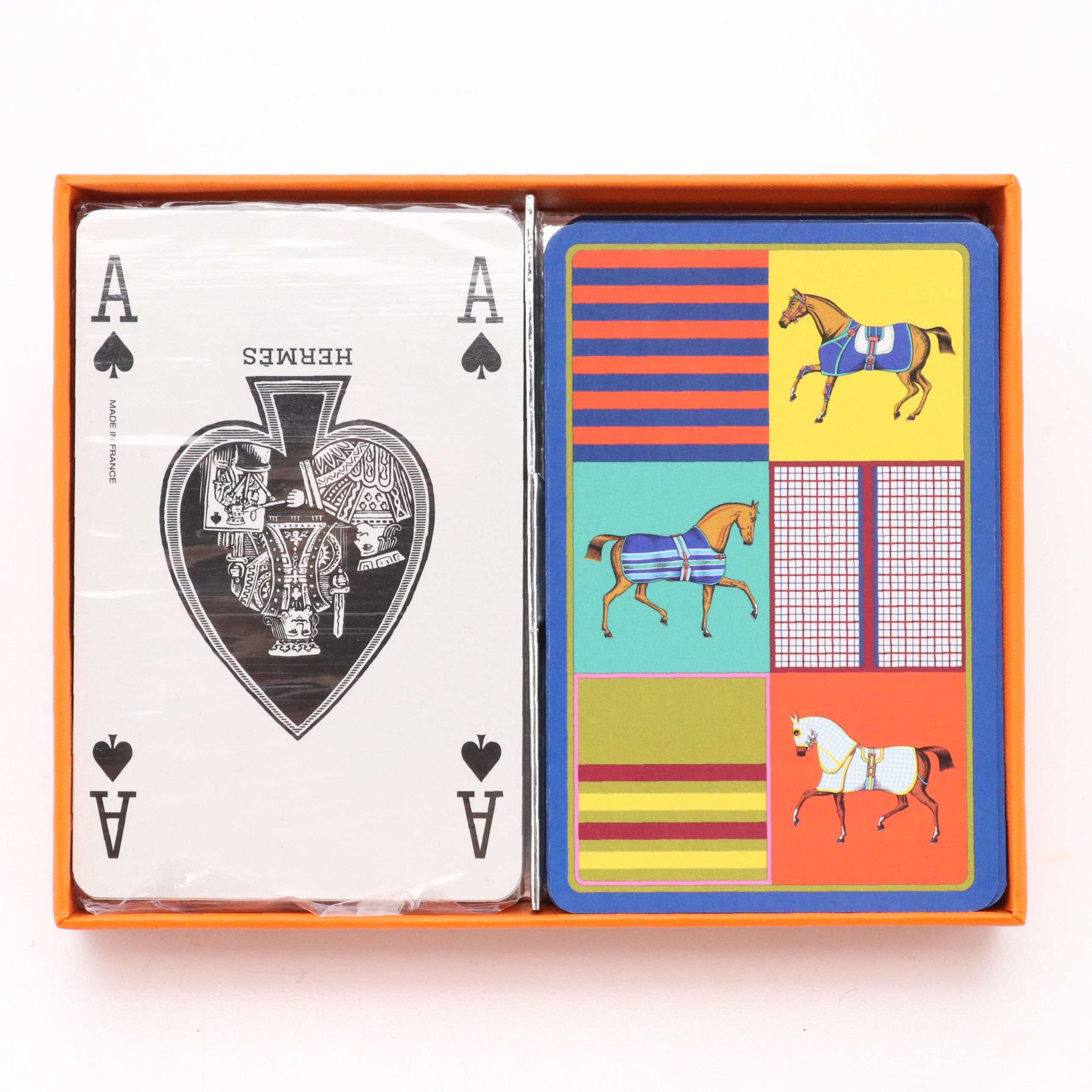 Hermès Set of Couvertures Nouvelles Poker Playing Cards with Box