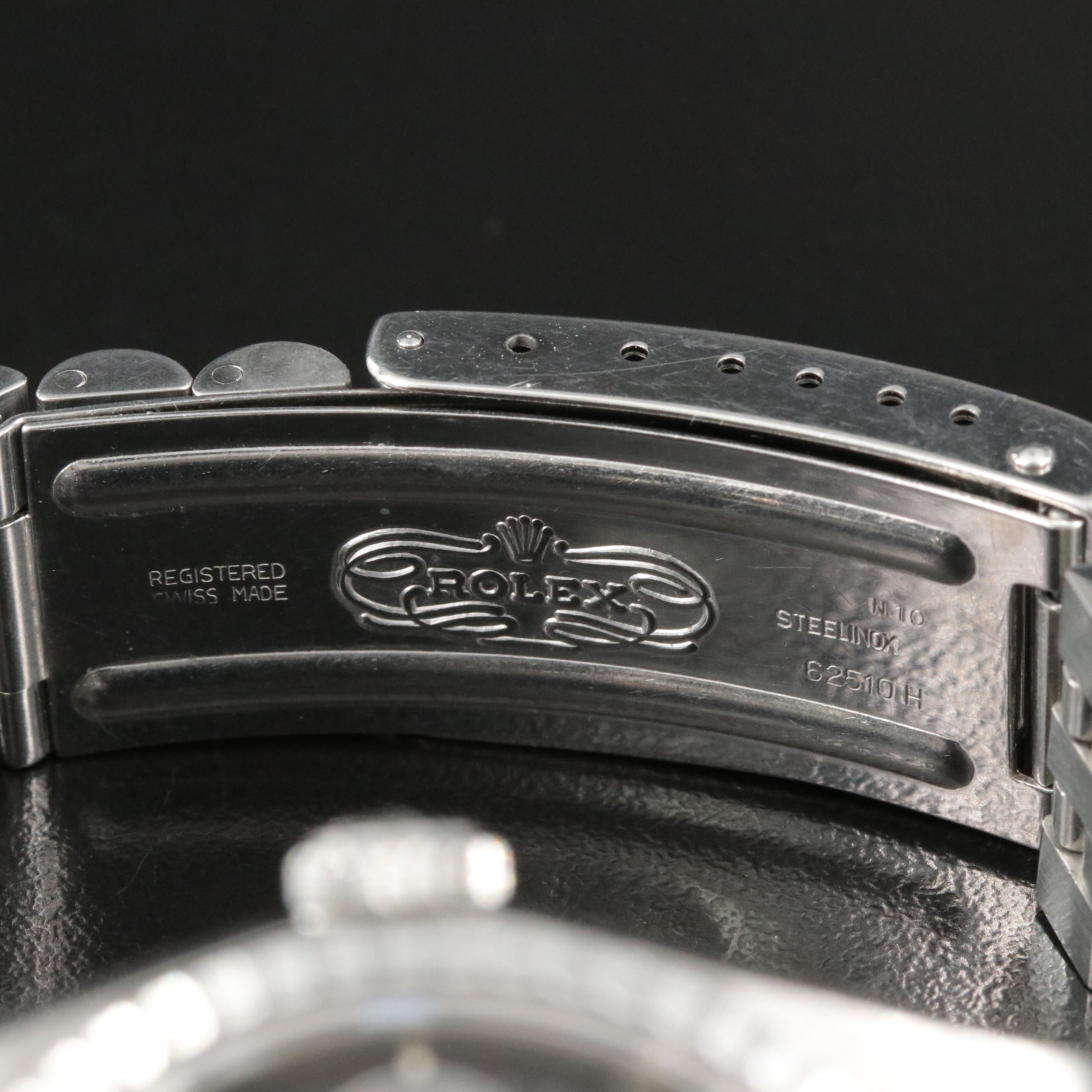 1989 Rolex Tapestry Dial Engine Turned Bezel Datejust Watch