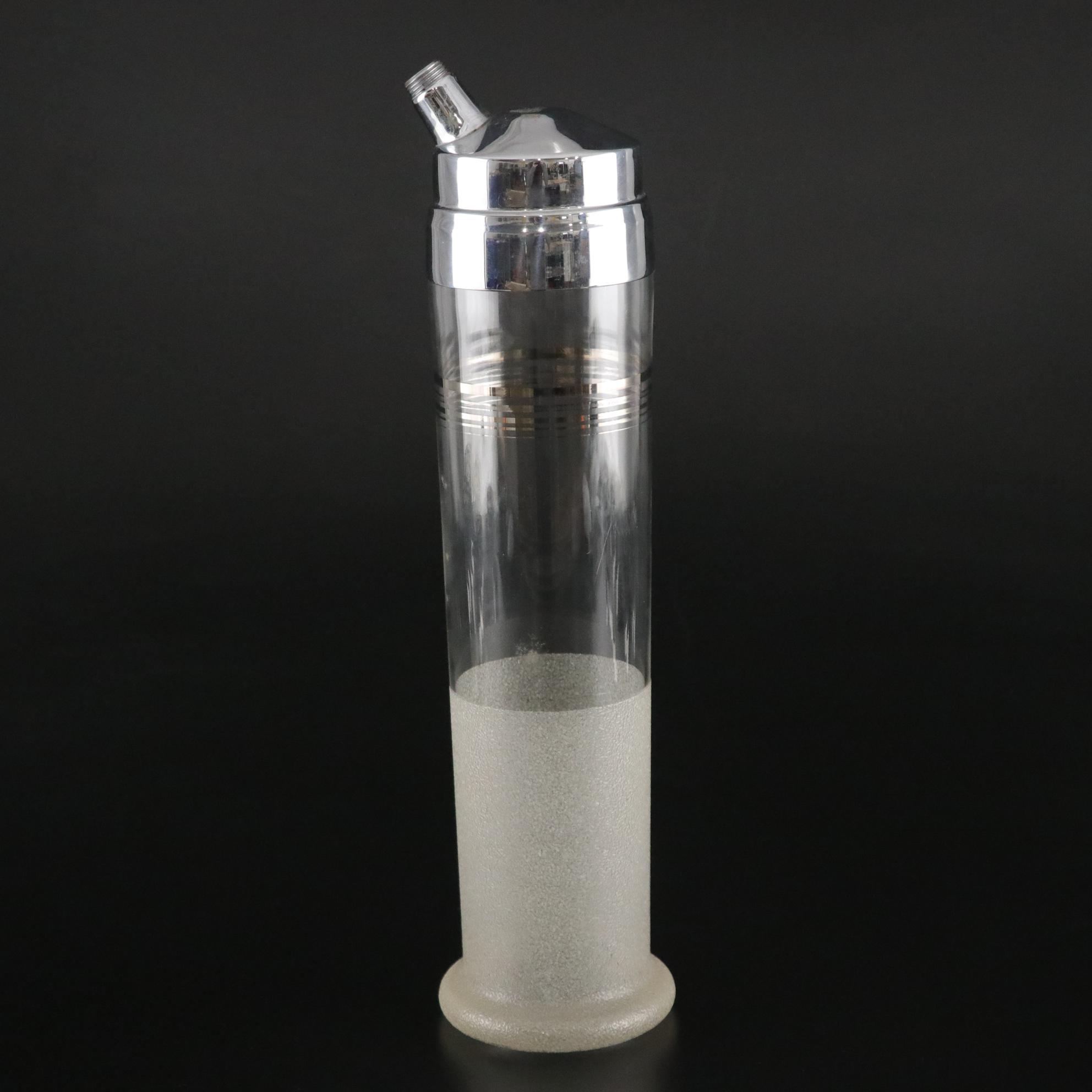 Mid Century Modern Cocktail Shaker and Eight Glasses