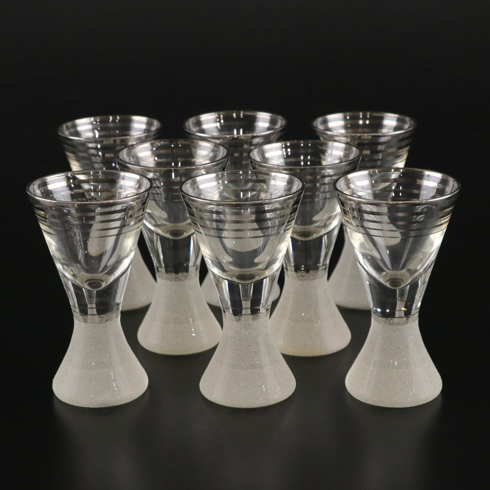 Mid Century Modern Cocktail Shaker and Eight Glasses