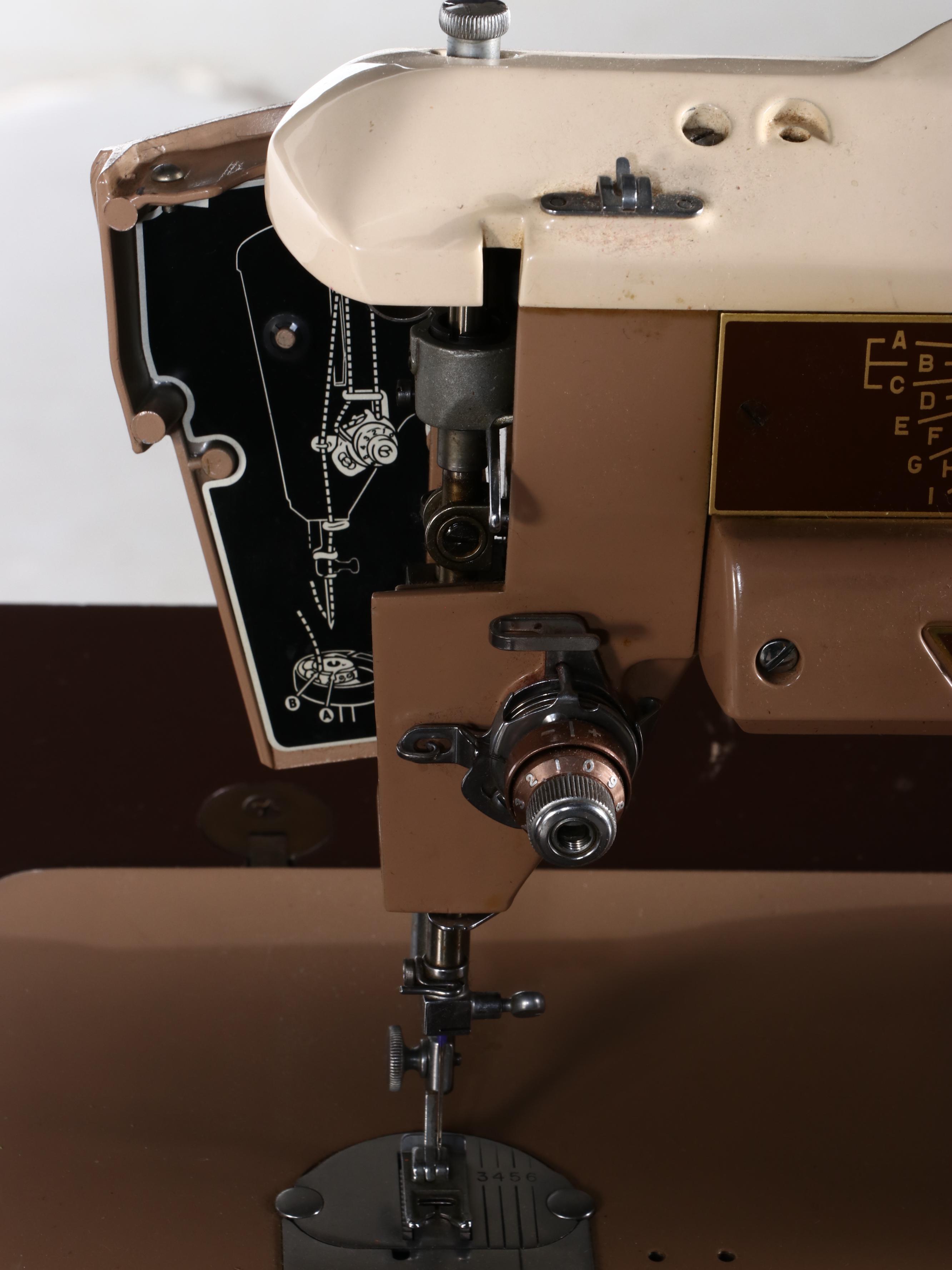 Singer Slant-O-Matic Model 401A Sewing Machine Wood Sewing Table, Mid-20th C.