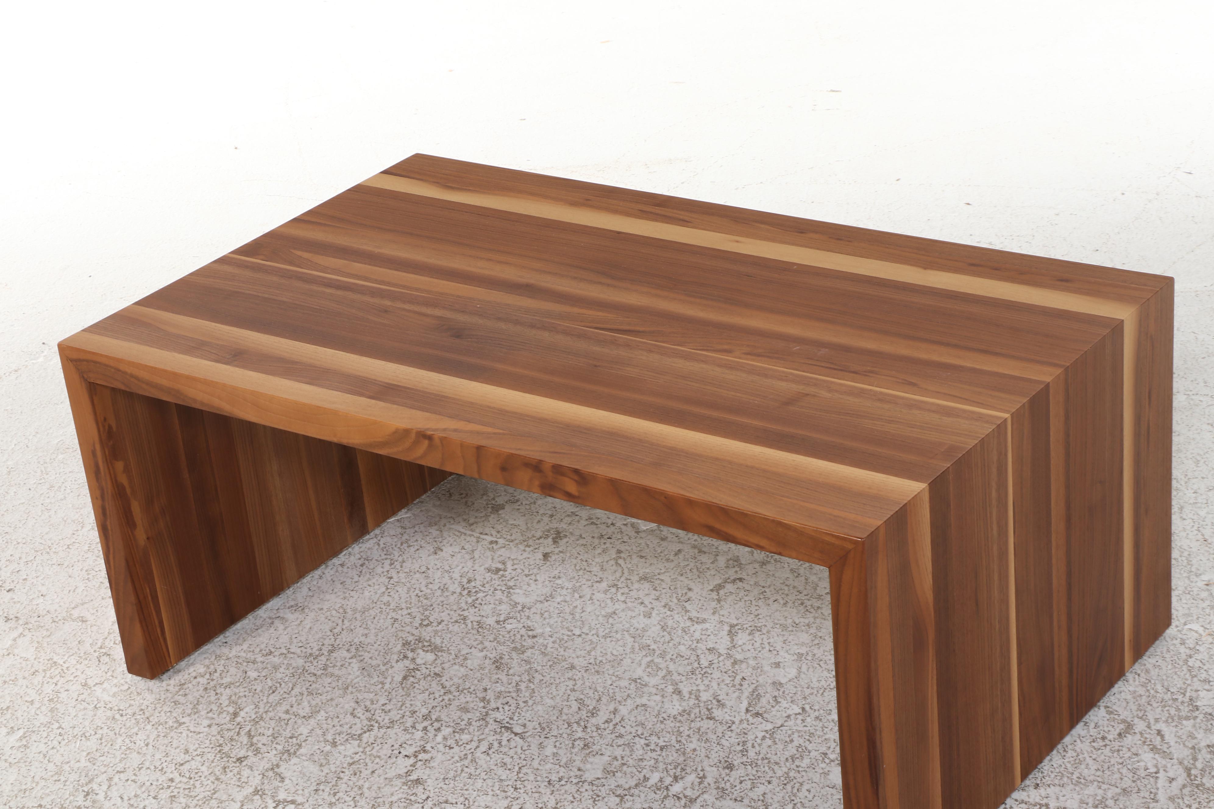 Modernist Style Walnut Waterfall Coffee Table