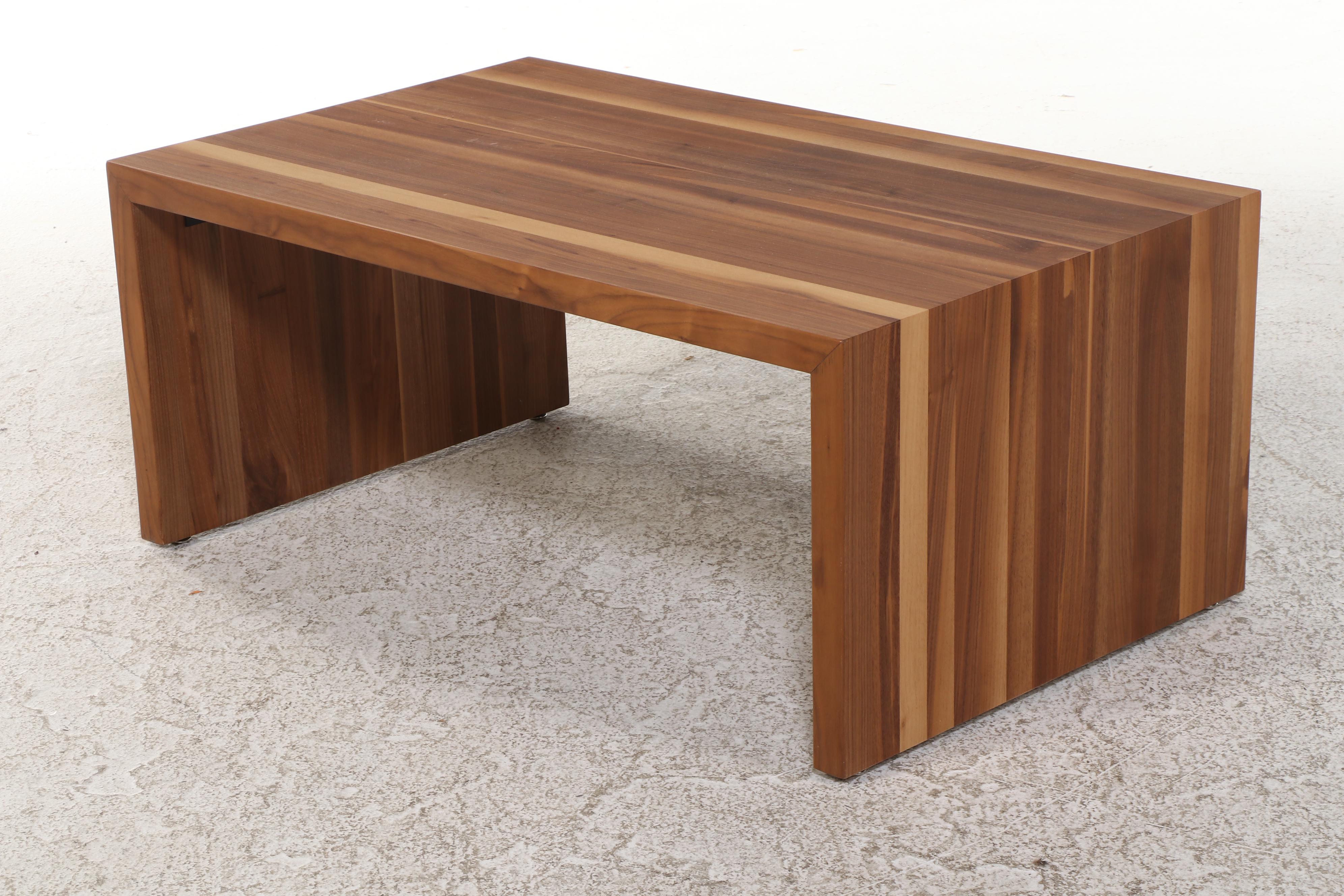 Modernist Style Walnut Waterfall Coffee Table